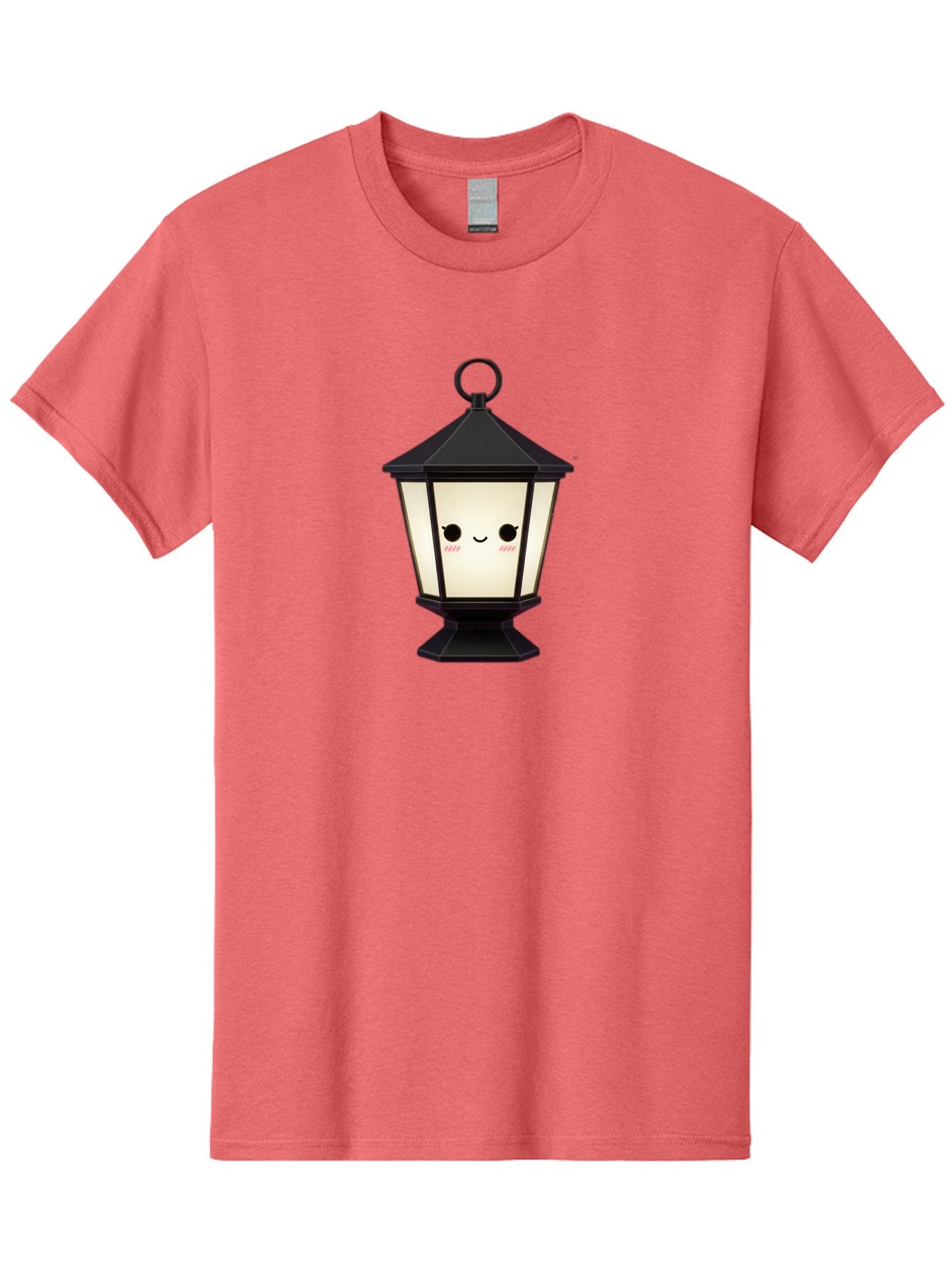 Cute-Lantern Men'S Graphic Tee, 100% Cotton, Comfortable Casual Summer Wear, Machine Washable, Cartoon Lantern, Kawaii Design, Smiling Face, Rosy Cheeks, Soft Lighting, Charming Illustration, Cute Character, Emotive Expression Bac969 13