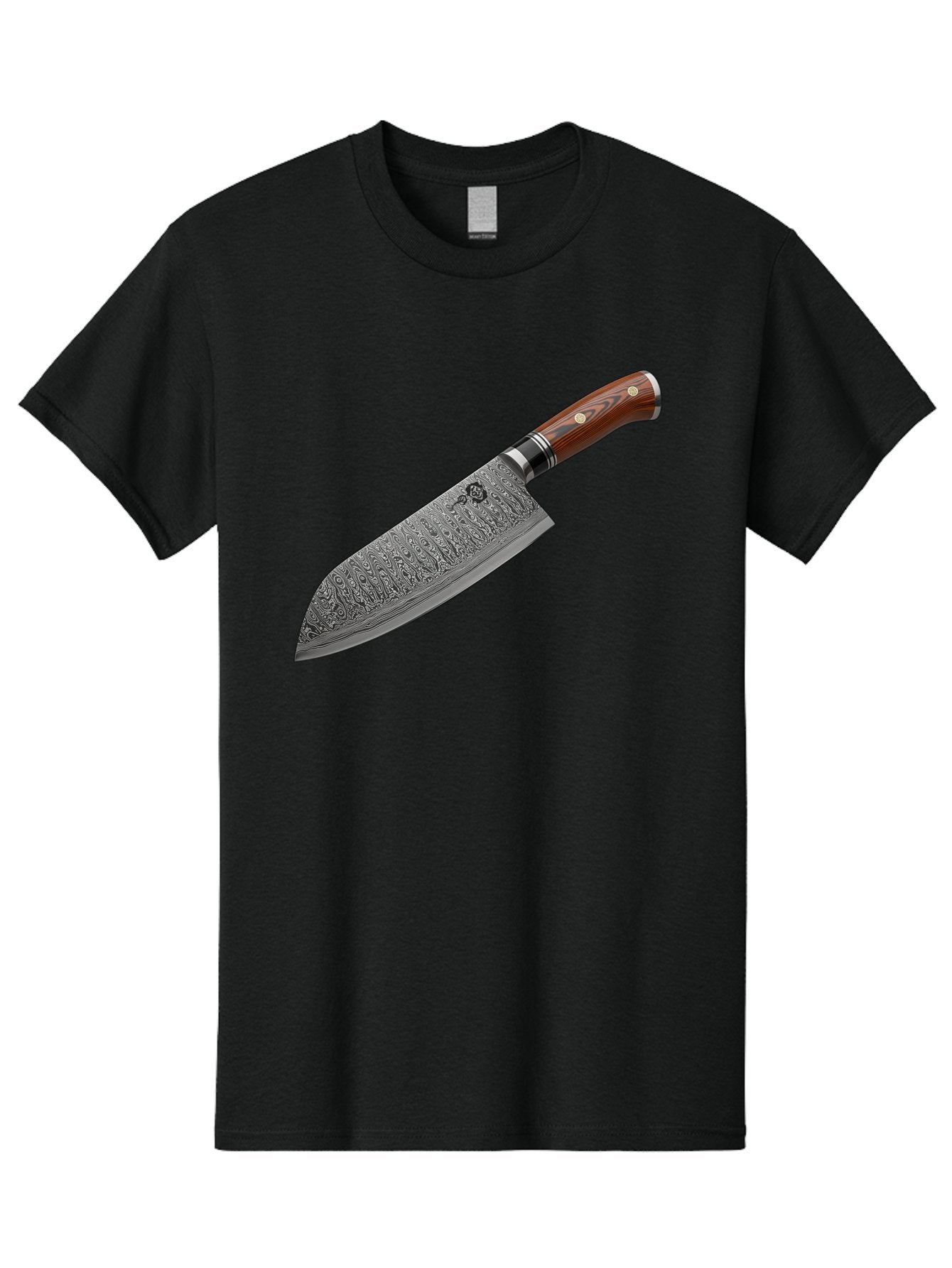 Damascus-Chef-S-Knife Men'S Graphic Tee, 100% Cotton, Comfortable Casual Summer Wear, Machine Washable, Damascus Steel Chef'S Knife, Kitchen Knife, Sharp Blade, Intricate Design, Wooden Handle, Brass Rivets, Chef'S Tool, Cutting Edge, Cookware Bac972 9