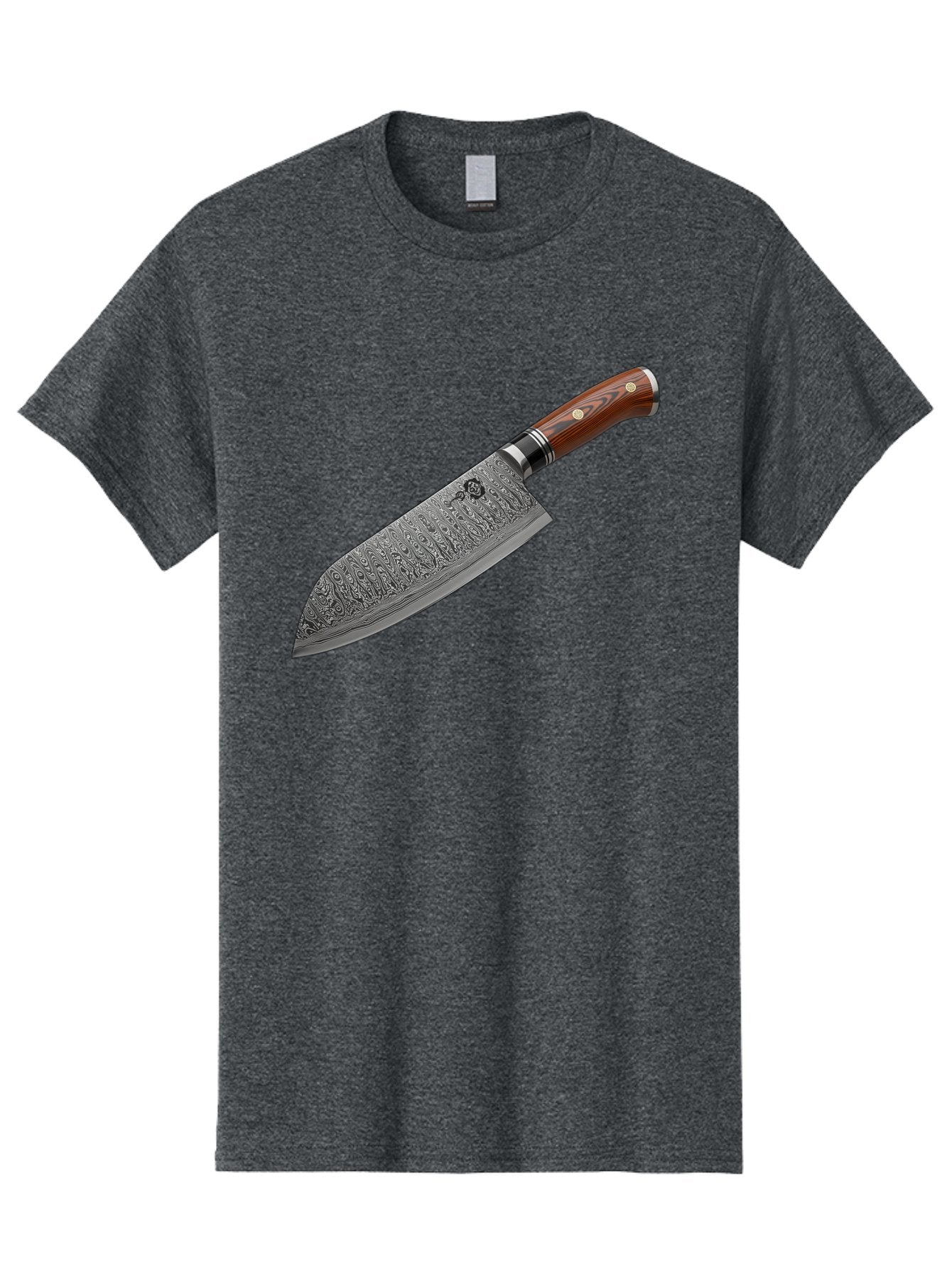 Damascus-Chef-S-Knife Men'S Graphic Tee, 100% Cotton, Comfortable Casual Summer Wear, Machine Washable, Damascus Steel Chef'S Knife, Kitchen Knife, Sharp Blade, Intricate Design, Wooden Handle, Brass Rivets, Chef'S Tool, Cutting Edge, Cookware Bac972 4