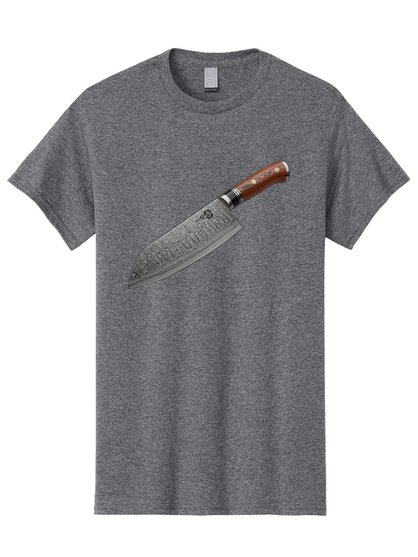 Damascus-Chef-S-Knife Men'S Graphic Tee, 100% Cotton, Comfortable Casual Summer Wear, Machine Washable, Damascus Steel Chef'S Knife, Kitchen Knife, Sharp Blade, Intricate Design, Wooden Handle, Brass Rivets, Chef'S Tool, Cutting Edge, Cookware Bac972 7