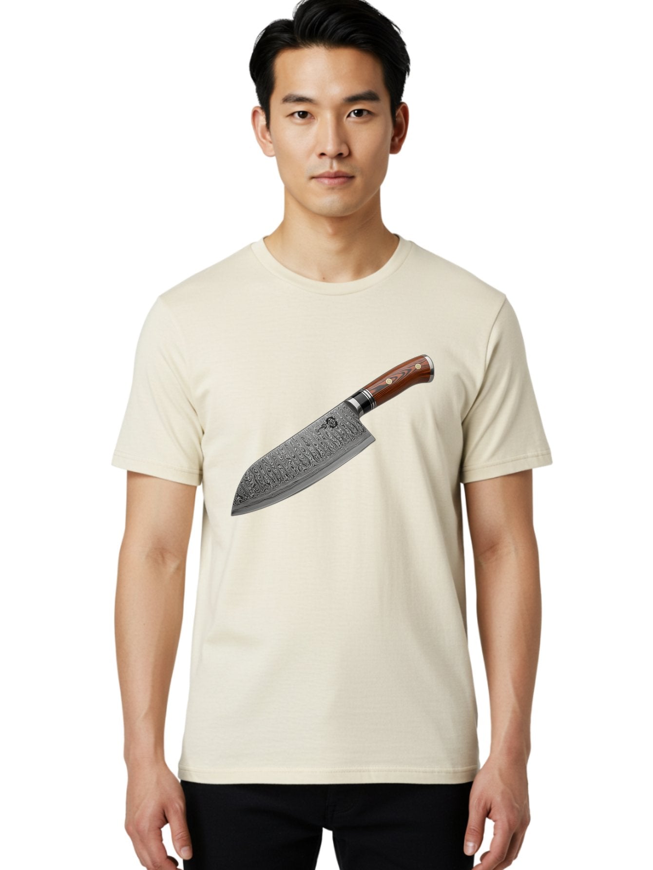 Damascus-Chef-S-Knife Men'S Graphic Tee, 100% Cotton, Comfortable Casual Summer Wear, Machine Washable, Damascus Steel Chef'S Knife, Kitchen Knife, Sharp Blade, Intricate Design, Wooden Handle, Brass Rivets, Chef'S Tool, Cutting Edge, Cookware Bac972 29