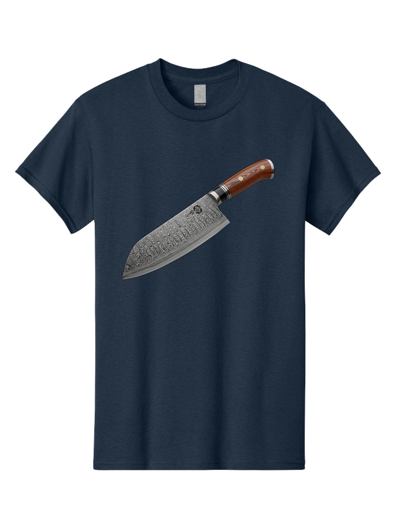 Damascus-Chef-S-Knife Men'S Graphic Tee, 100% Cotton, Comfortable Casual Summer Wear, Machine Washable, Damascus Steel Chef'S Knife, Kitchen Knife, Sharp Blade, Intricate Design, Wooden Handle, Brass Rivets, Chef'S Tool, Cutting Edge, Cookware Bac972 3