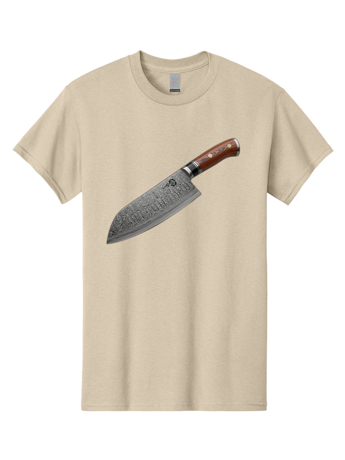 Damascus-Chef-S-Knife Men'S Graphic Tee, 100% Cotton, Comfortable Casual Summer Wear, Machine Washable, Damascus Steel Chef'S Knife, Kitchen Knife, Sharp Blade, Intricate Design, Wooden Handle, Brass Rivets, Chef'S Tool, Cutting Edge, Cookware Bac972 15