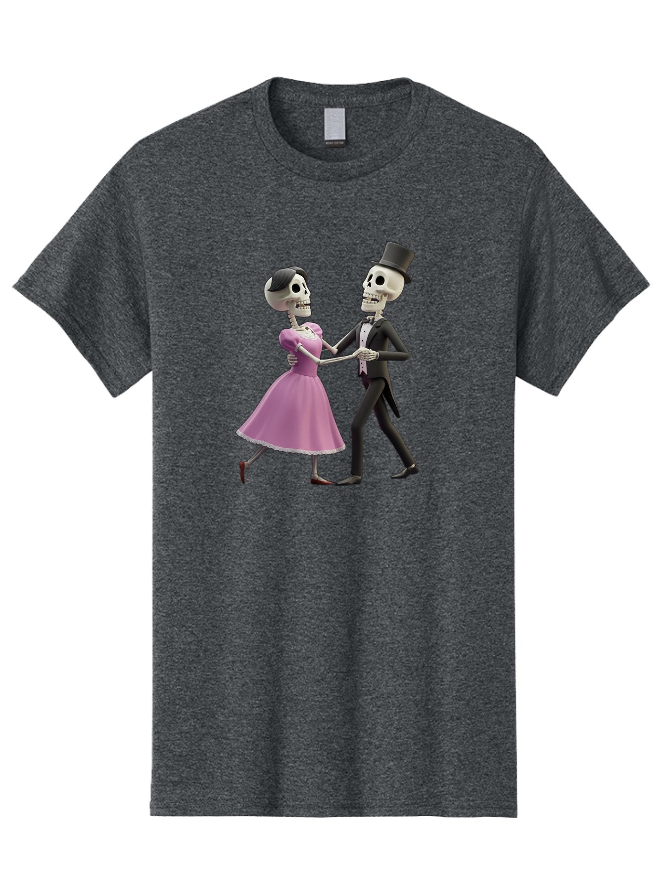 Dancing-Skeletons Men'S Graphic Tee, 100% Cotton, Comfortable Casual Summer Wear, Machine Washable, Skeleton Couple Dancing, Day Of The Dead Celebration, Calavera Fashion, Traditional Mexican Attire, Sugar Skull Makeup, Waltz Dance, Bac974 6