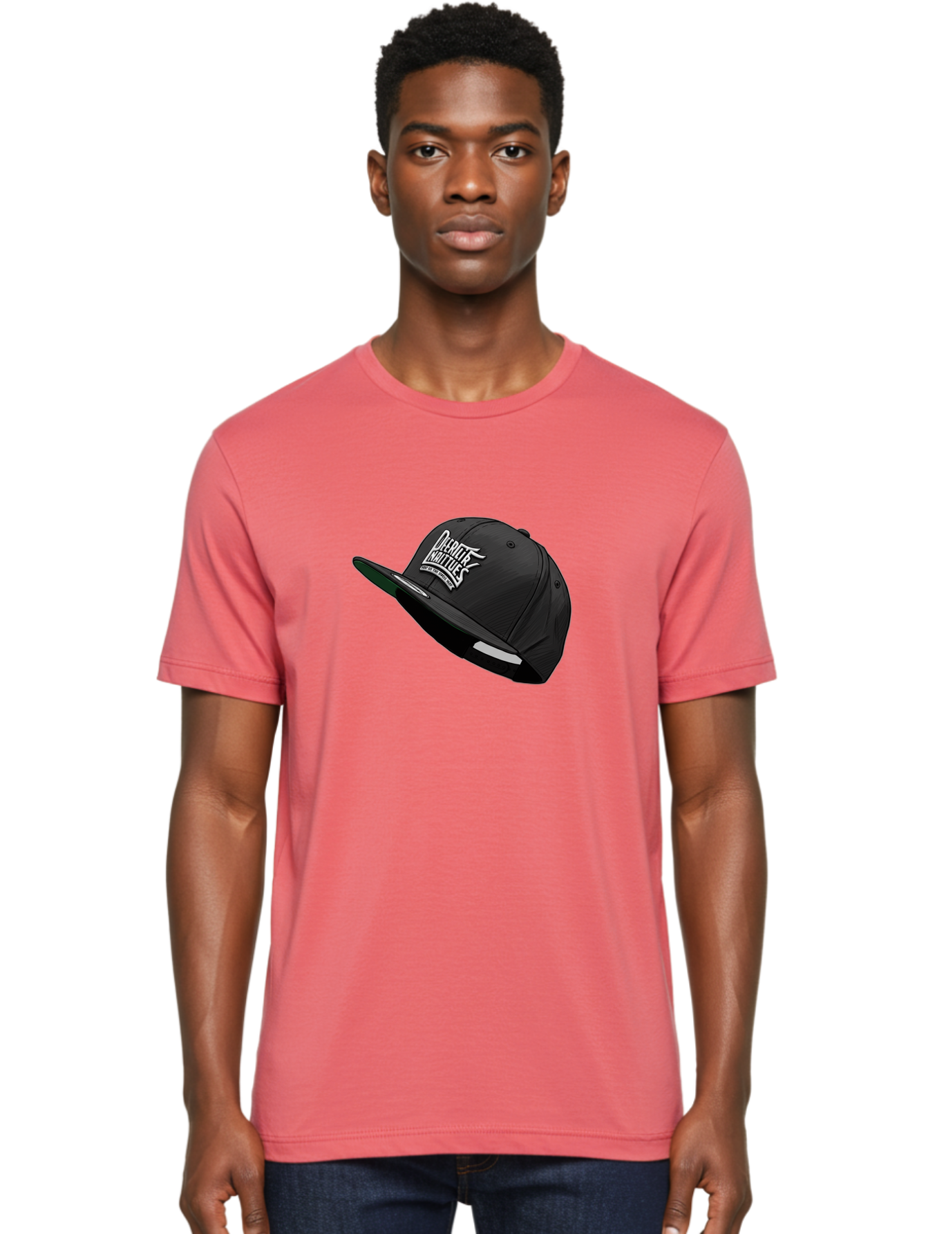 Darktrix-Koutures Men'S Graphic Tee, 100% Cotton, Comfortable Casual Summer Wear, Machine Washable, Black Snapback Hat, Darby Knights Logo, Streetwear Fashion, Casual Wear, Sports Cap, Graffitistyle Text, White Logo On Black Cap Bac976 23