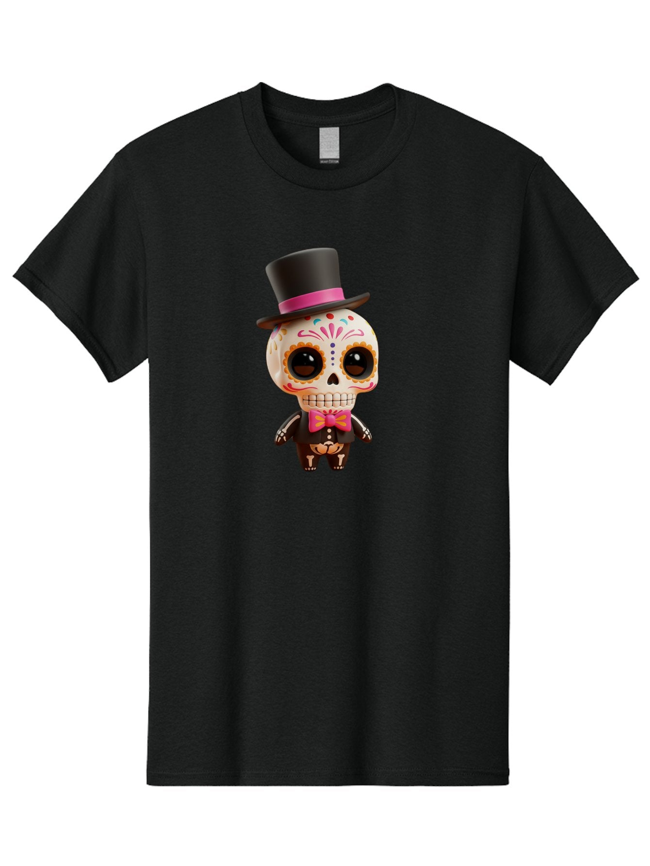 Day-Of-The-Dead-Skeleton Men'S Graphic Tee, 100% Cotton, Comfortable Casual Summer Wear, Machine Washable, Sugar Skull, Day Of The Dead, Dia De Los Muertos, Skeleton Figurine, Colorful Decorations, Festive Attire, Top Hat, Bow Tie, Bac977 10