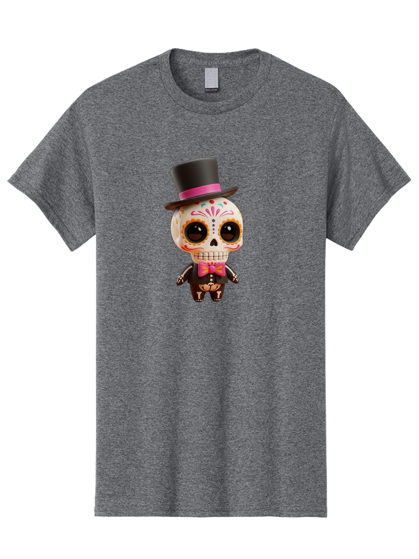 Day-Of-The-Dead-Skeleton Men'S Graphic Tee, 100% Cotton, Comfortable Casual Summer Wear, Machine Washable, Sugar Skull, Day Of The Dead, Dia De Los Muertos, Skeleton Figurine, Colorful Decorations, Festive Attire, Top Hat, Bow Tie, Bac977 8