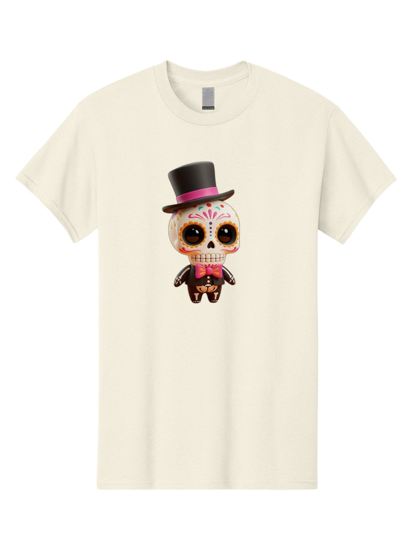 Day-Of-The-Dead-Skeleton Men'S Graphic Tee, 100% Cotton, Comfortable Casual Summer Wear, Machine Washable, Sugar Skull, Day Of The Dead, Dia De Los Muertos, Skeleton Figurine, Colorful Decorations, Festive Attire, Top Hat, Bow Tie, Bac977 6