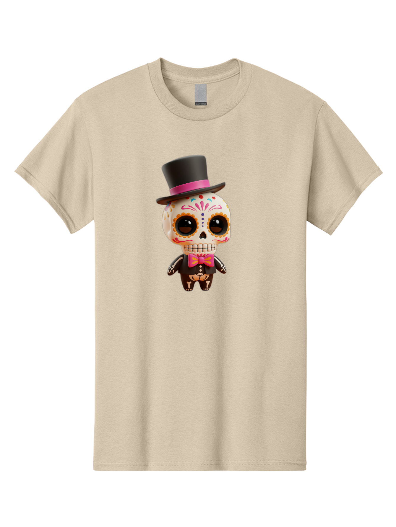 Day-Of-The-Dead-Skeleton Men'S Graphic Tee, 100% Cotton, Comfortable Casual Summer Wear, Machine Washable, Sugar Skull, Day Of The Dead, Dia De Los Muertos, Skeleton Figurine, Colorful Decorations, Festive Attire, Top Hat, Bow Tie, Bac977 11