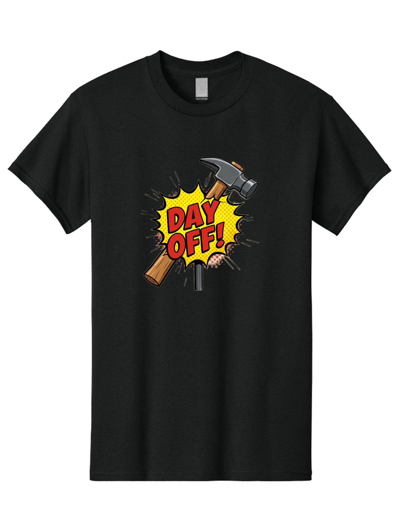 Day-Off Men'S Graphic Tee, 100% Cotton, Comfortable Casual Summer Wear, Machine Washable, Day Off, Hammer And Nail, Comic Cartoon Theme, Labor Day Off, Relaxed Workday, Fun Humor, Playful, Humorous, Playful Vibe, Relaxed Atmosphere Bac979 15