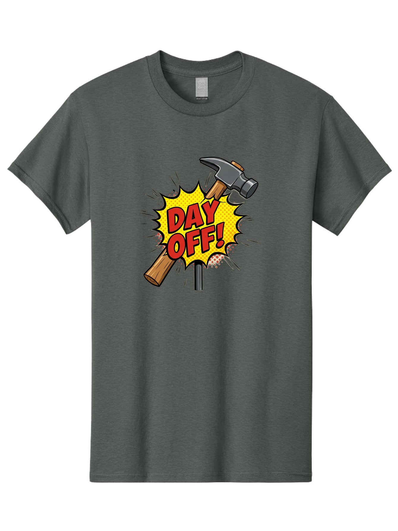 Day-Off Men'S Graphic Tee, 100% Cotton, Comfortable Casual Summer Wear, Machine Washable, Day Off, Hammer And Nail, Comic Cartoon Theme, Labor Day Off, Relaxed Workday, Fun Humor, Playful, Humorous, Playful Vibe, Relaxed Atmosphere Bac979 8