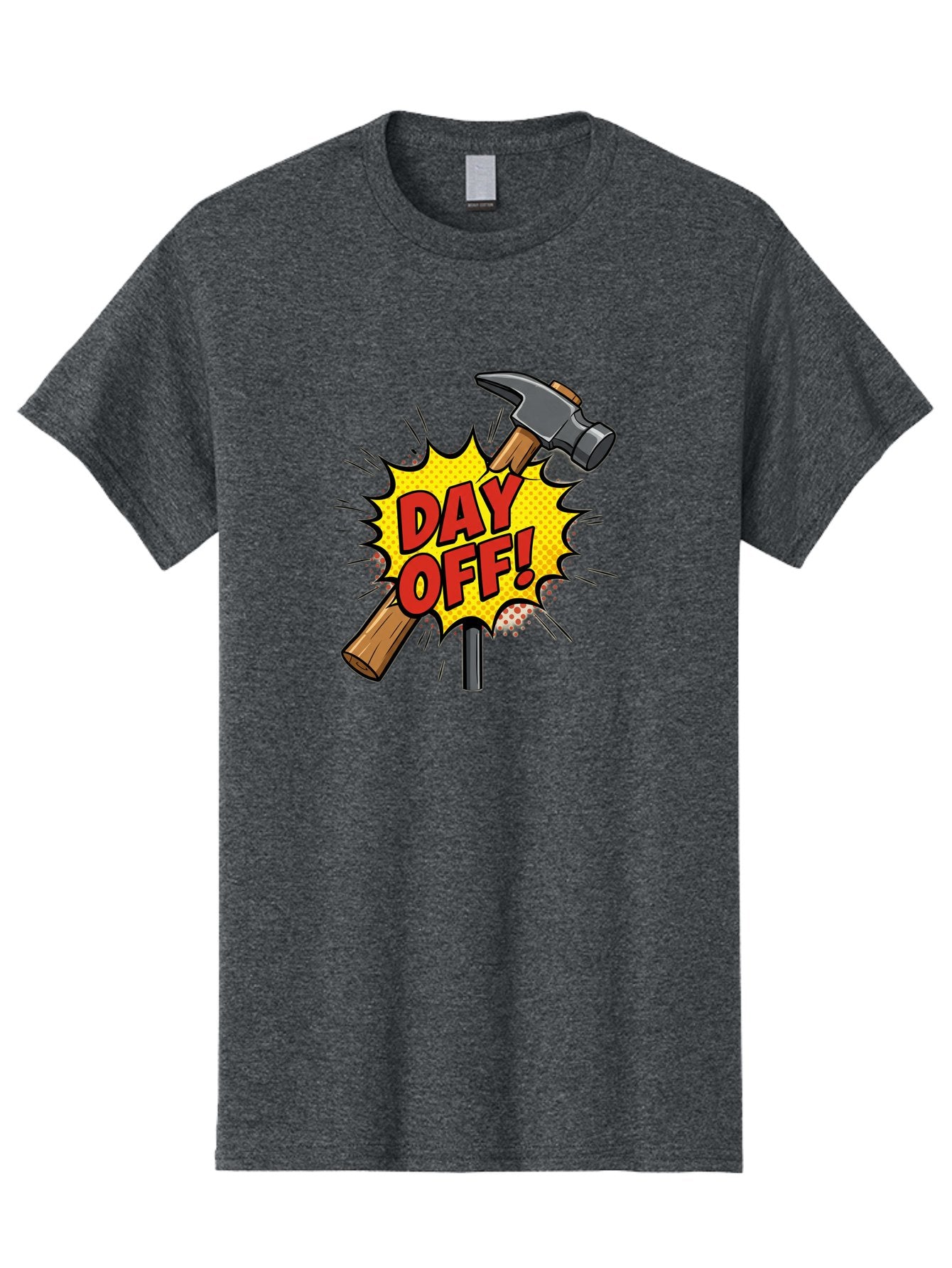 Day-Off Men'S Graphic Tee, 100% Cotton, Comfortable Casual Summer Wear, Machine Washable, Day Off, Hammer And Nail, Comic Cartoon Theme, Labor Day Off, Relaxed Workday, Fun Humor, Playful, Humorous, Playful Vibe, Relaxed Atmosphere Bac979 14