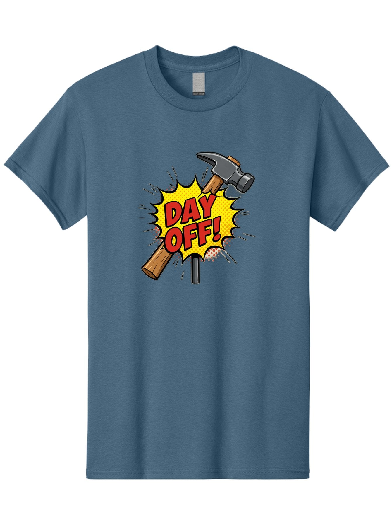 Day-Off Men'S Graphic Tee, 100% Cotton, Comfortable Casual Summer Wear, Machine Washable, Day Off, Hammer And Nail, Comic Cartoon Theme, Labor Day Off, Relaxed Workday, Fun Humor, Playful, Humorous, Playful Vibe, Relaxed Atmosphere Bac979 11