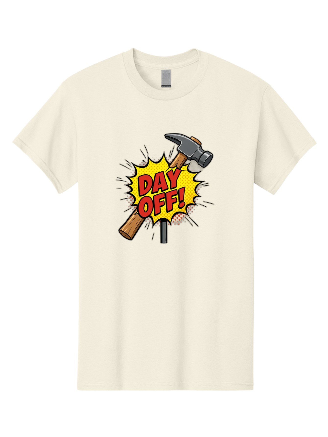 Day-Off Men'S Graphic Tee, 100% Cotton, Comfortable Casual Summer Wear, Machine Washable, Day Off, Hammer And Nail, Comic Cartoon Theme, Labor Day Off, Relaxed Workday, Fun Humor, Playful, Humorous, Playful Vibe, Relaxed Atmosphere Bac979 10