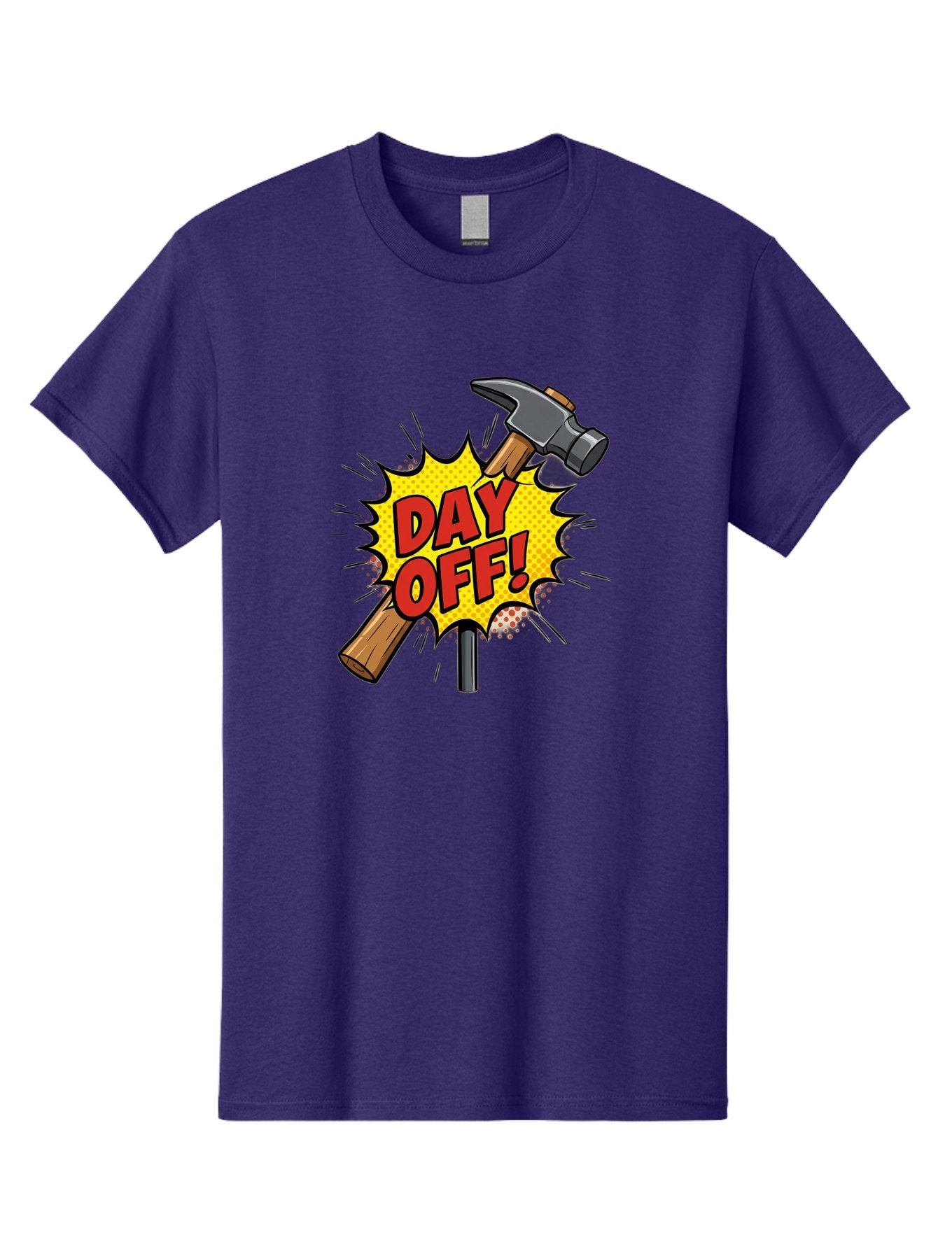 Day-Off Men'S Graphic Tee, 100% Cotton, Comfortable Casual Summer Wear, Machine Washable, Day Off, Hammer And Nail, Comic Cartoon Theme, Labor Day Off, Relaxed Workday, Fun Humor, Playful, Humorous, Playful Vibe, Relaxed Atmosphere Bac979 12