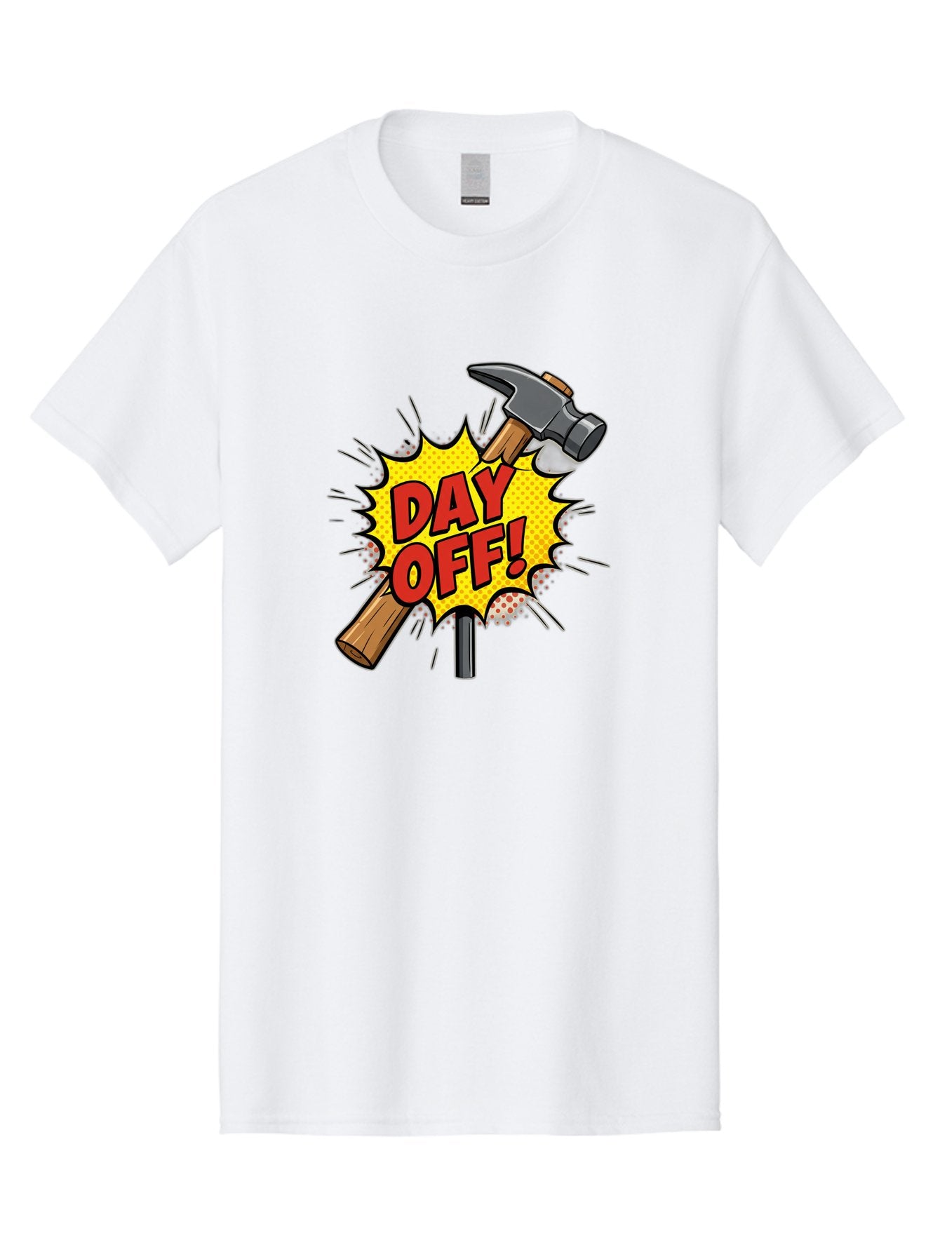 Day-Off Men'S Graphic Tee, 100% Cotton, Comfortable Casual Summer Wear, Machine Washable, Day Off, Hammer And Nail, Comic Cartoon Theme, Labor Day Off, Relaxed Workday, Fun Humor, Playful, Humorous, Playful Vibe, Relaxed Atmosphere Bac979 13