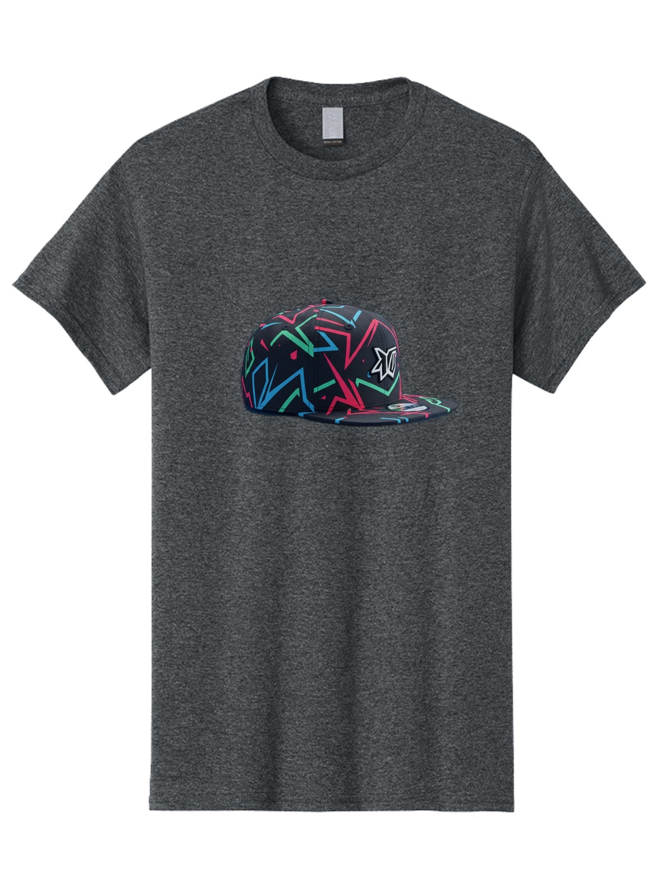 Dc-Hat Men'S Graphic Tee, 100% Cotton, Comfortable Casual Summer Wear, Machine Washable, Dc Hat, Snapback Cap, Graffiti Design, Streetwear Fashion, Urban Style, Neon Colors, Bold Graphics, Skateboarding Apparel, Dc Logo Bac981
