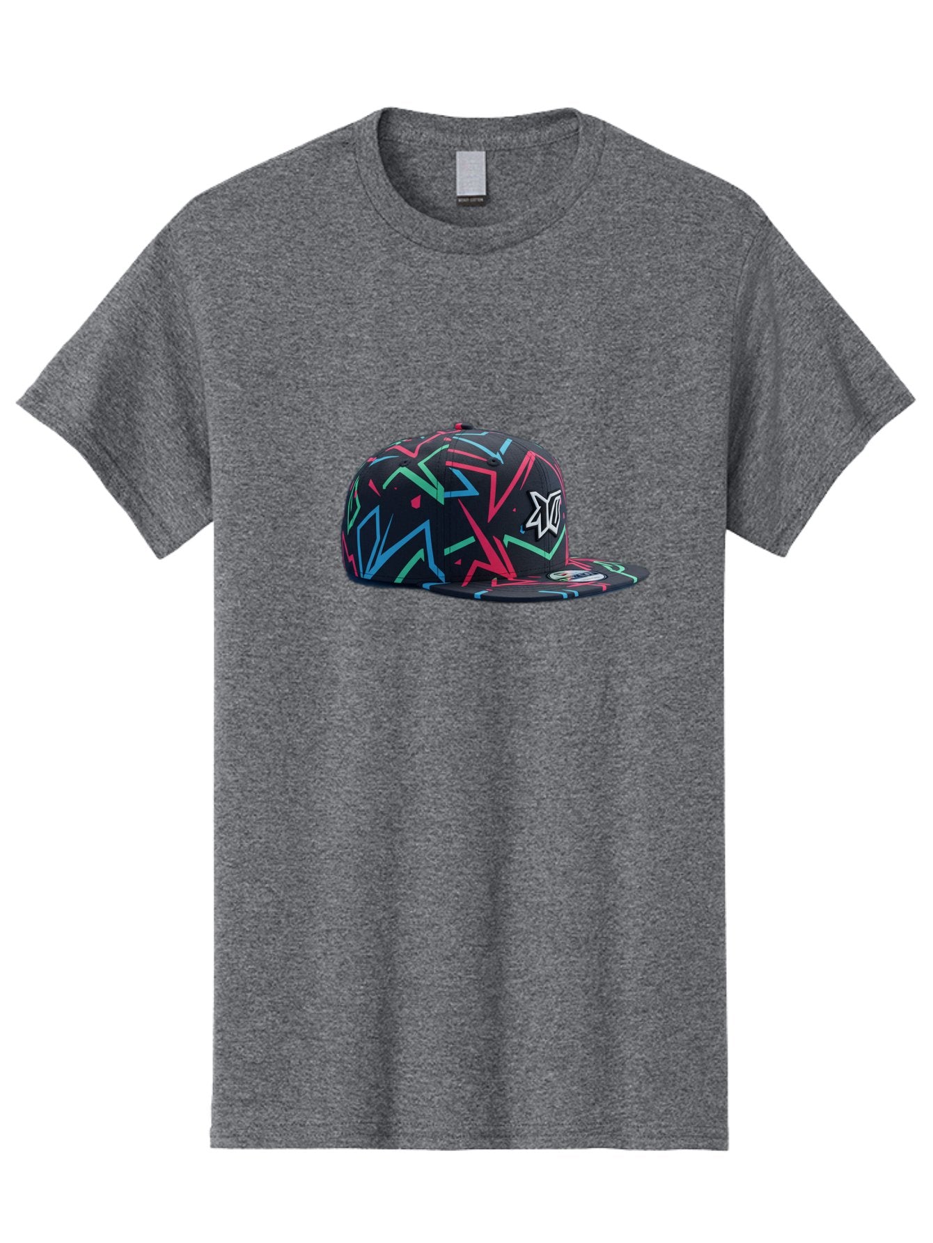 Dc-Hat Men'S Graphic Tee, 100% Cotton, Comfortable Casual Summer Wear, Machine Washable, Dc Hat, Snapback Cap, Graffiti Design, Streetwear Fashion, Urban Style, Neon Colors, Bold Graphics, Skateboarding Apparel, Dc Logo Bac981 6