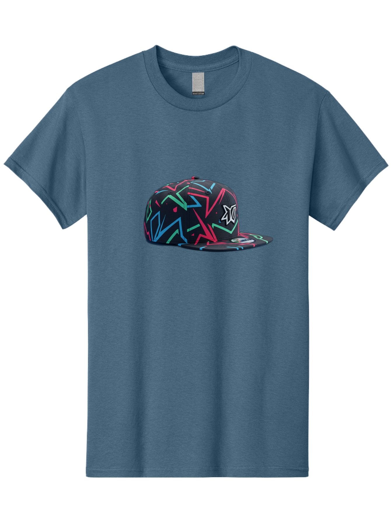 Dc-Hat Men'S Graphic Tee, 100% Cotton, Comfortable Casual Summer Wear, Machine Washable, Dc Hat, Snapback Cap, Graffiti Design, Streetwear Fashion, Urban Style, Neon Colors, Bold Graphics, Skateboarding Apparel, Dc Logo Bac981 5