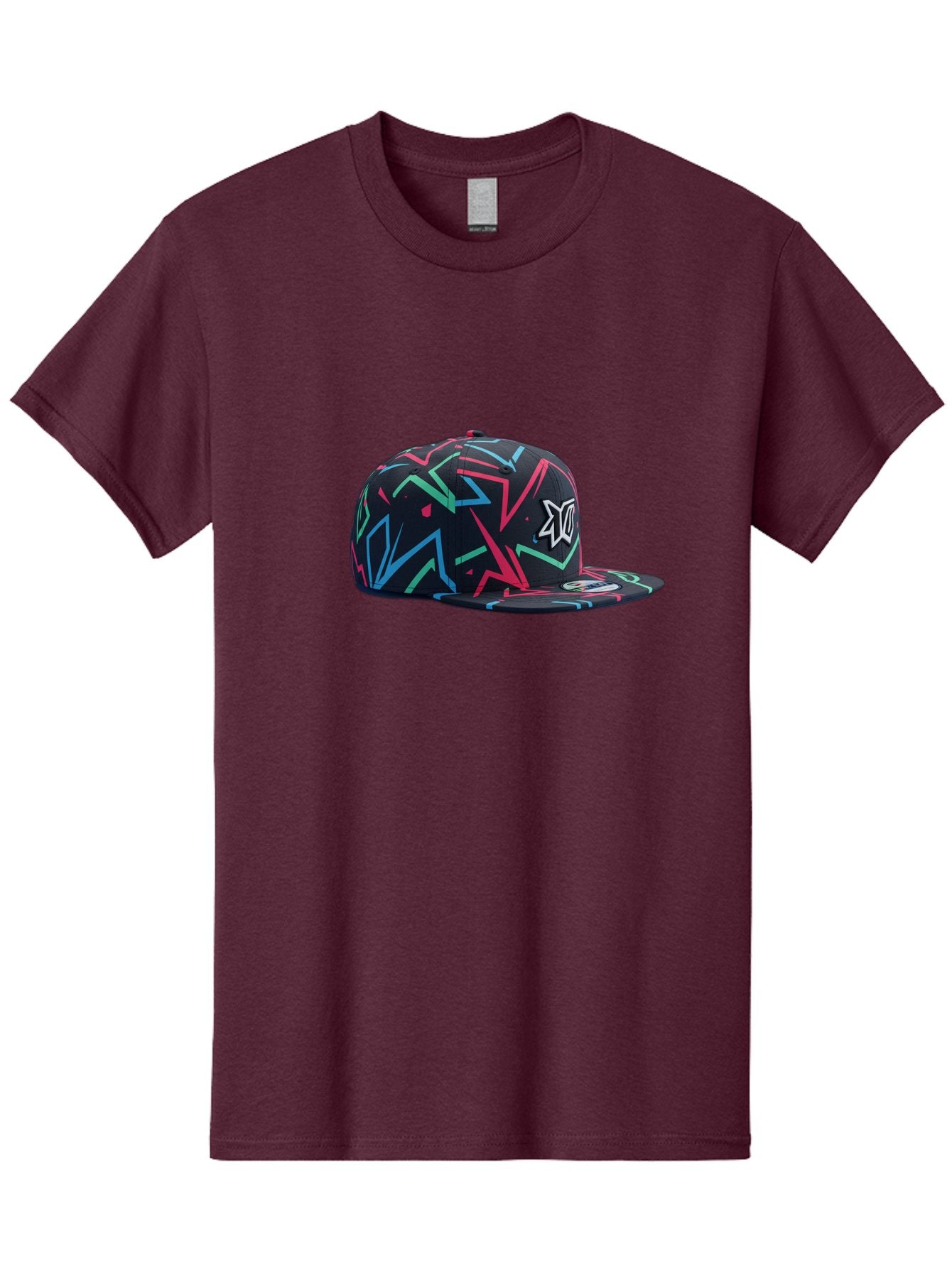 Dc-Hat Men'S Graphic Tee, 100% Cotton, Comfortable Casual Summer Wear, Machine Washable, Dc Hat, Snapback Cap, Graffiti Design, Streetwear Fashion, Urban Style, Neon Colors, Bold Graphics, Skateboarding Apparel, Dc Logo Bac981