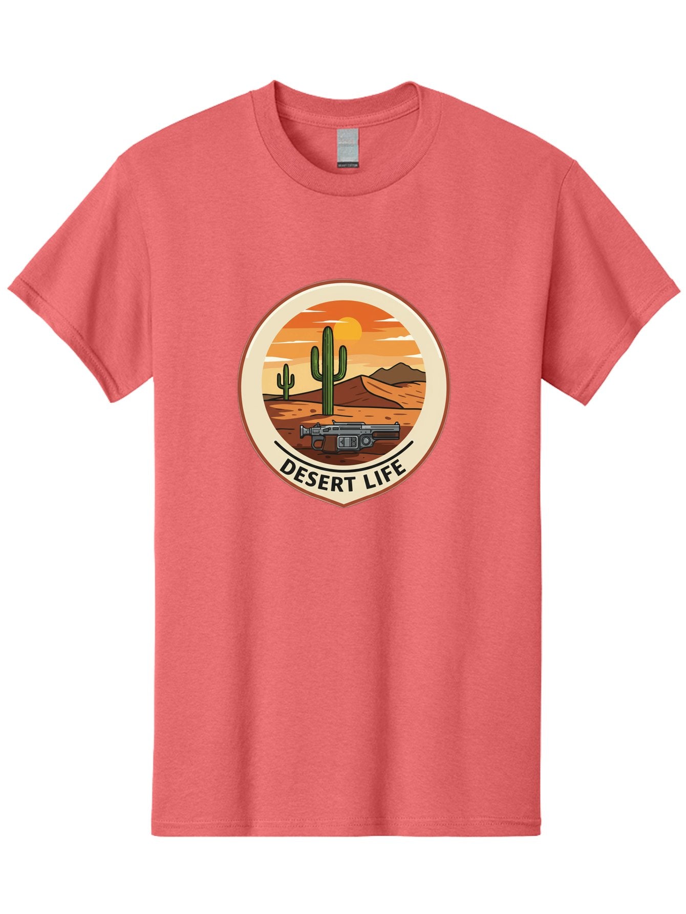 Desert-Life-7 Men'S Graphic Tee, 100% Cotton, Comfortable Casual Summer Wear, Machine Washable, Desert Landscape, Cacti, Western Scenery, Revolver, Iconic Imagery, Adventure Theme, Desert Life Bac993 10