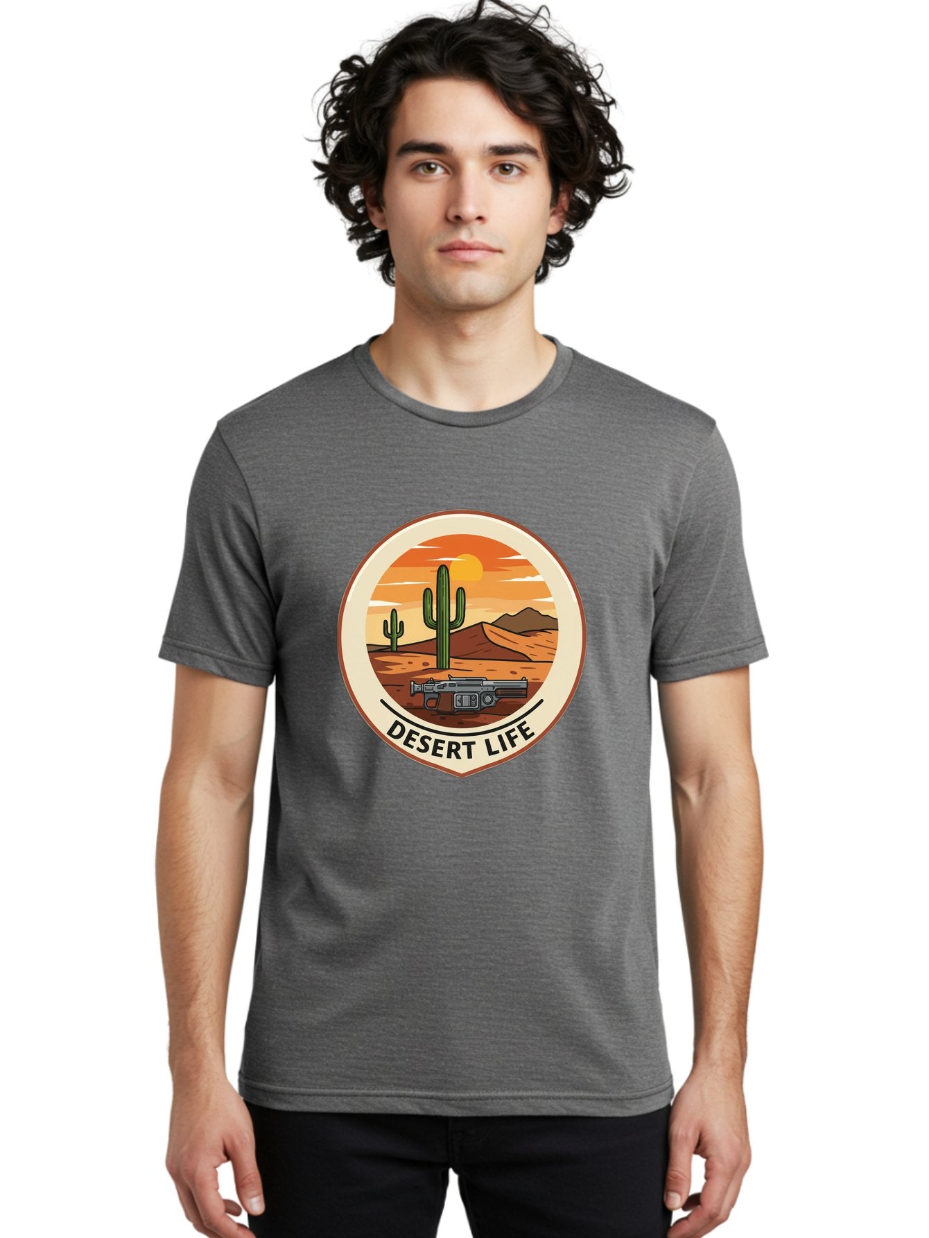 Desert-Life-7 Men'S Graphic Tee, 100% Cotton, Comfortable Casual Summer Wear, Machine Washable, Desert Landscape, Cacti, Western Scenery, Revolver, Iconic Imagery, Adventure Theme, Desert Life Bac993 19
