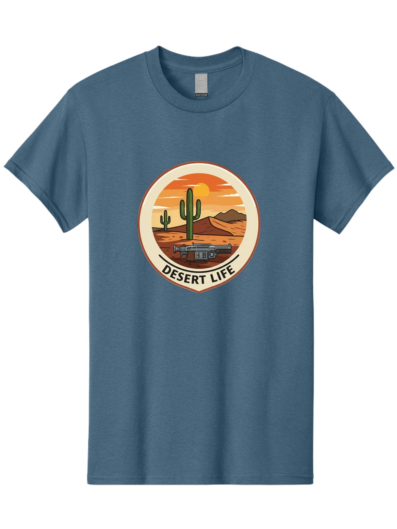 Desert-Life-7 Men'S Graphic Tee, 100% Cotton, Comfortable Casual Summer Wear, Machine Washable, Desert Landscape, Cacti, Western Scenery, Revolver, Iconic Imagery, Adventure Theme, Desert Life Bac993 9