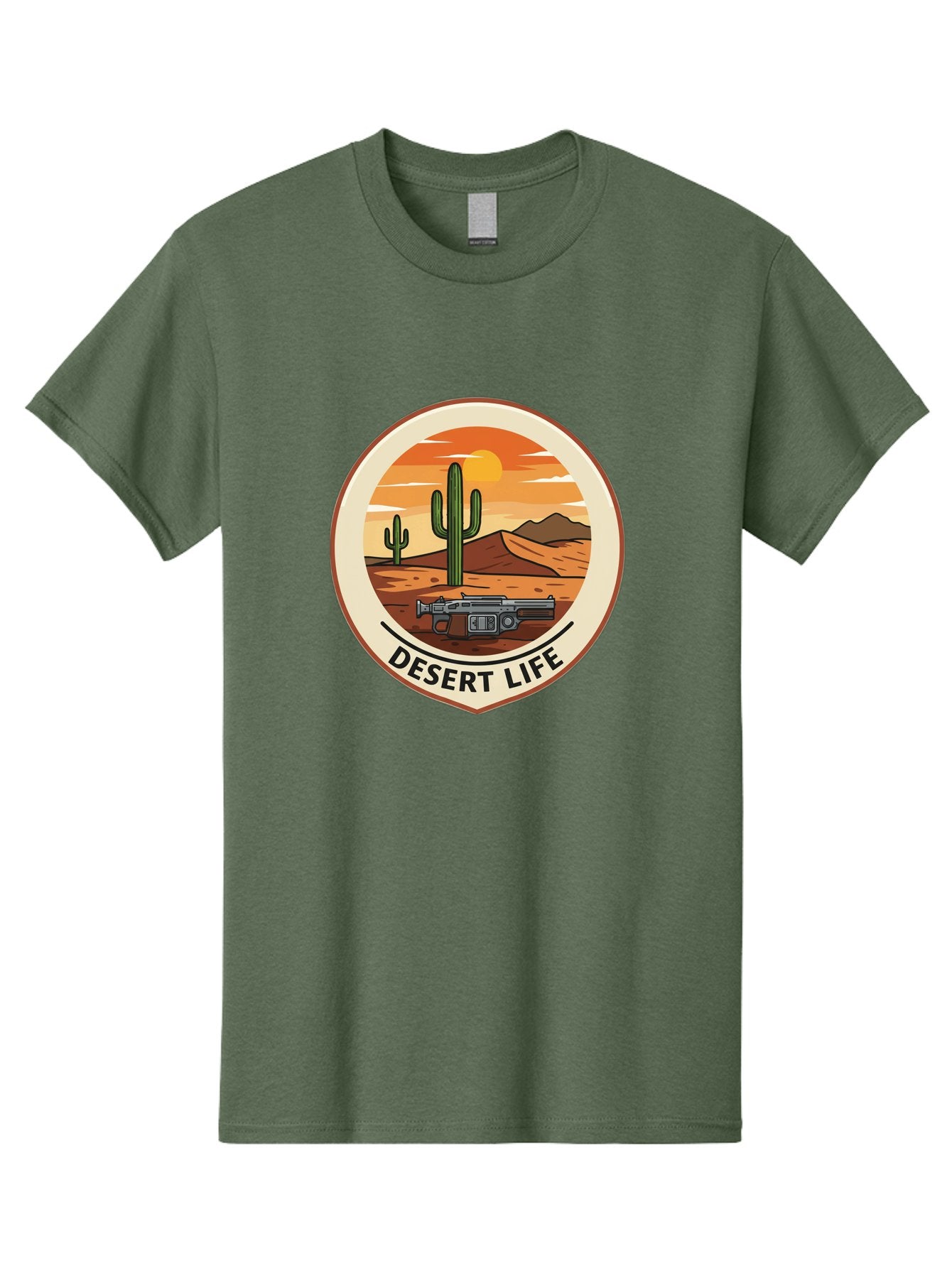 Desert-Life-7 Men'S Graphic Tee, 100% Cotton, Comfortable Casual Summer Wear, Machine Washable, Desert Landscape, Cacti, Western Scenery, Revolver, Iconic Imagery, Adventure Theme, Desert Life Bac993 12
