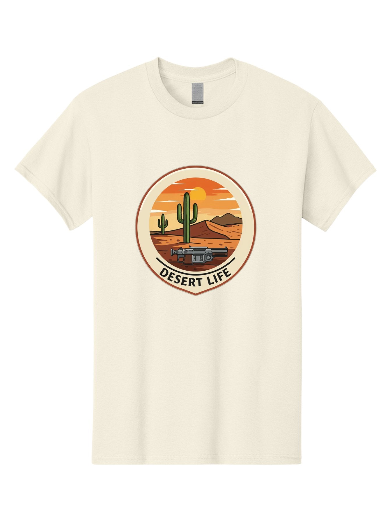 Desert-Life-7 Men'S Graphic Tee, 100% Cotton, Comfortable Casual Summer Wear, Machine Washable, Desert Landscape, Cacti, Western Scenery, Revolver, Iconic Imagery, Adventure Theme, Desert Life Bac993 14