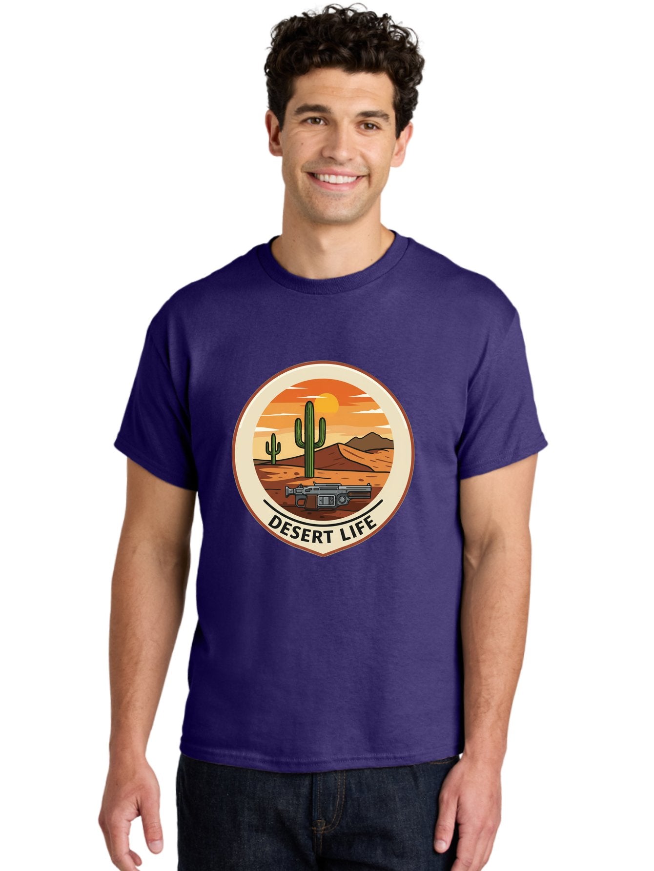 Desert-Life-7 Men'S Graphic Tee, 100% Cotton, Comfortable Casual Summer Wear, Machine Washable, Desert Landscape, Cacti, Western Scenery, Revolver, Iconic Imagery, Adventure Theme, Desert Life Bac993 30