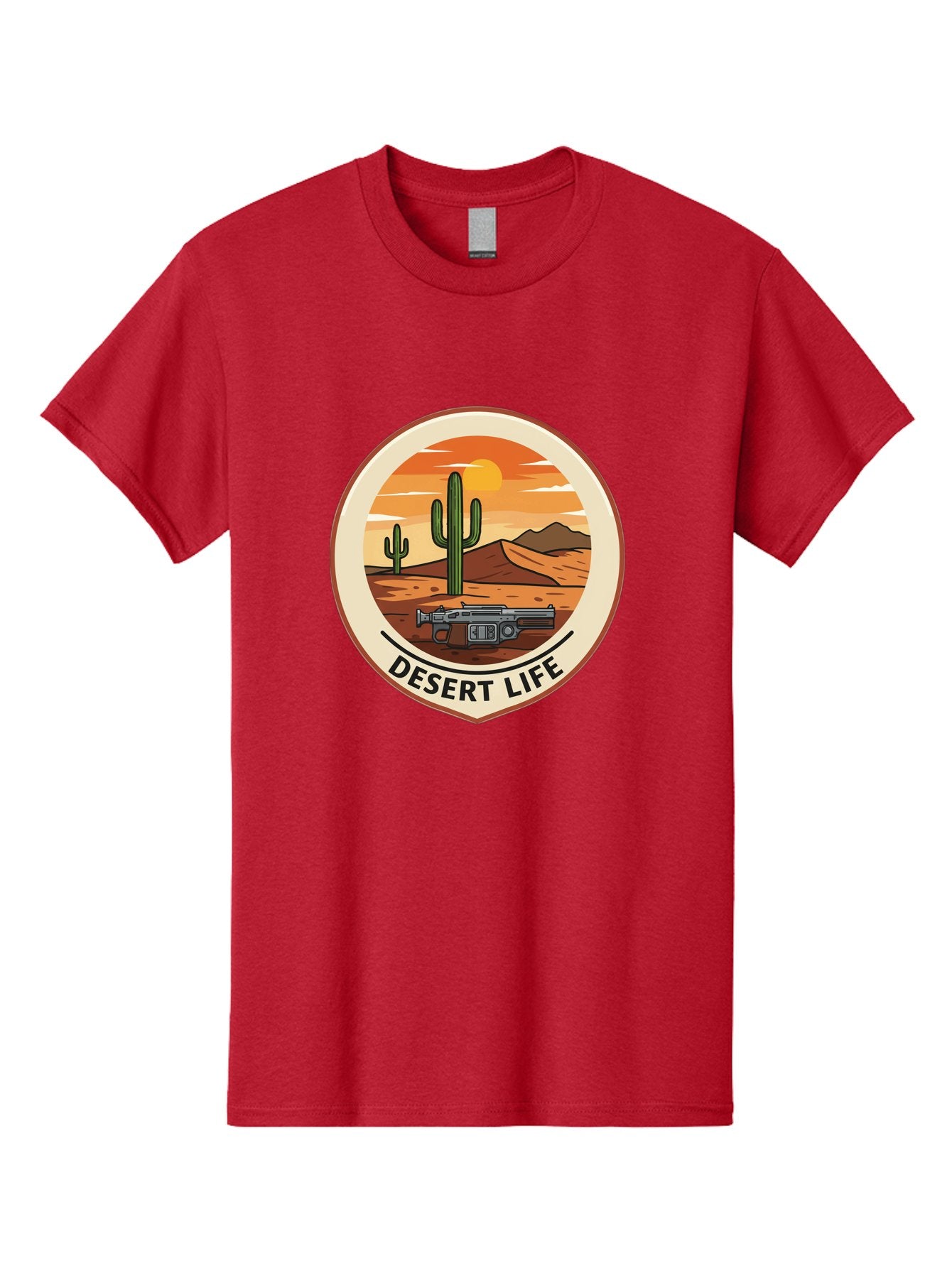 Desert-Life-7 Men'S Graphic Tee, 100% Cotton, Comfortable Casual Summer Wear, Machine Washable, Desert Landscape, Cacti, Western Scenery, Revolver, Iconic Imagery, Adventure Theme, Desert Life Bac993 11