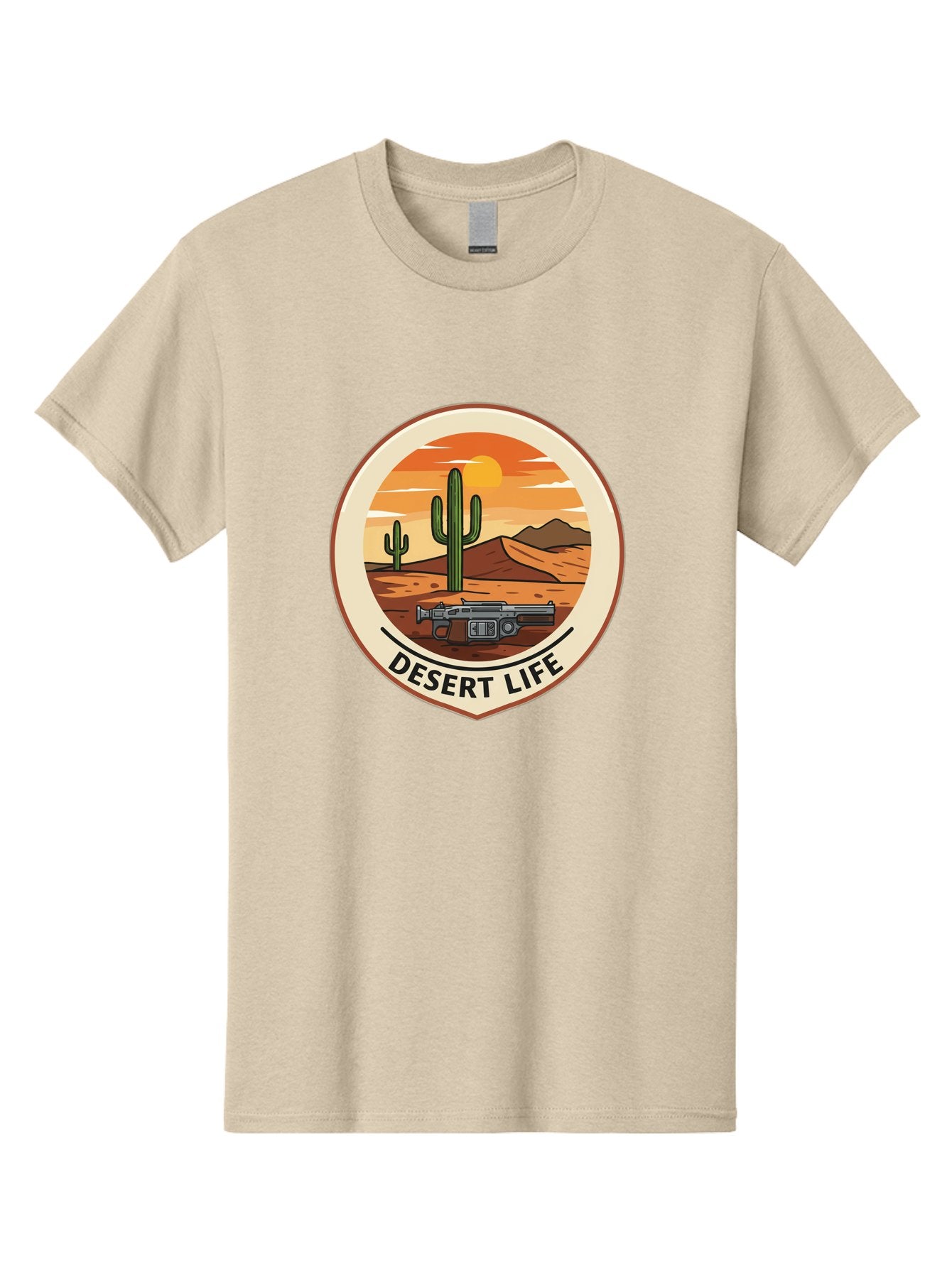 Desert-Life-7 Men'S Graphic Tee, 100% Cotton, Comfortable Casual Summer Wear, Machine Washable, Desert Landscape, Cacti, Western Scenery, Revolver, Iconic Imagery, Adventure Theme, Desert Life Bac993 8