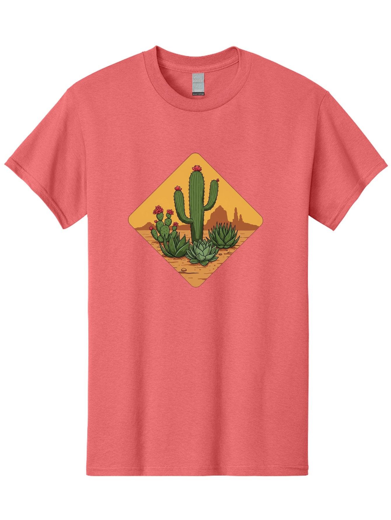 Desert-Succulents Men'S Graphic Tee, 100% Cotton, Comfortable Casual Summer Wear, Machine Washable, Desert Landscape, Cactus Plants, Succulents, Rocky Terrain, Arid Environment, Desert Flowers, Southwest Scenery, Dry Climate Bac995 8