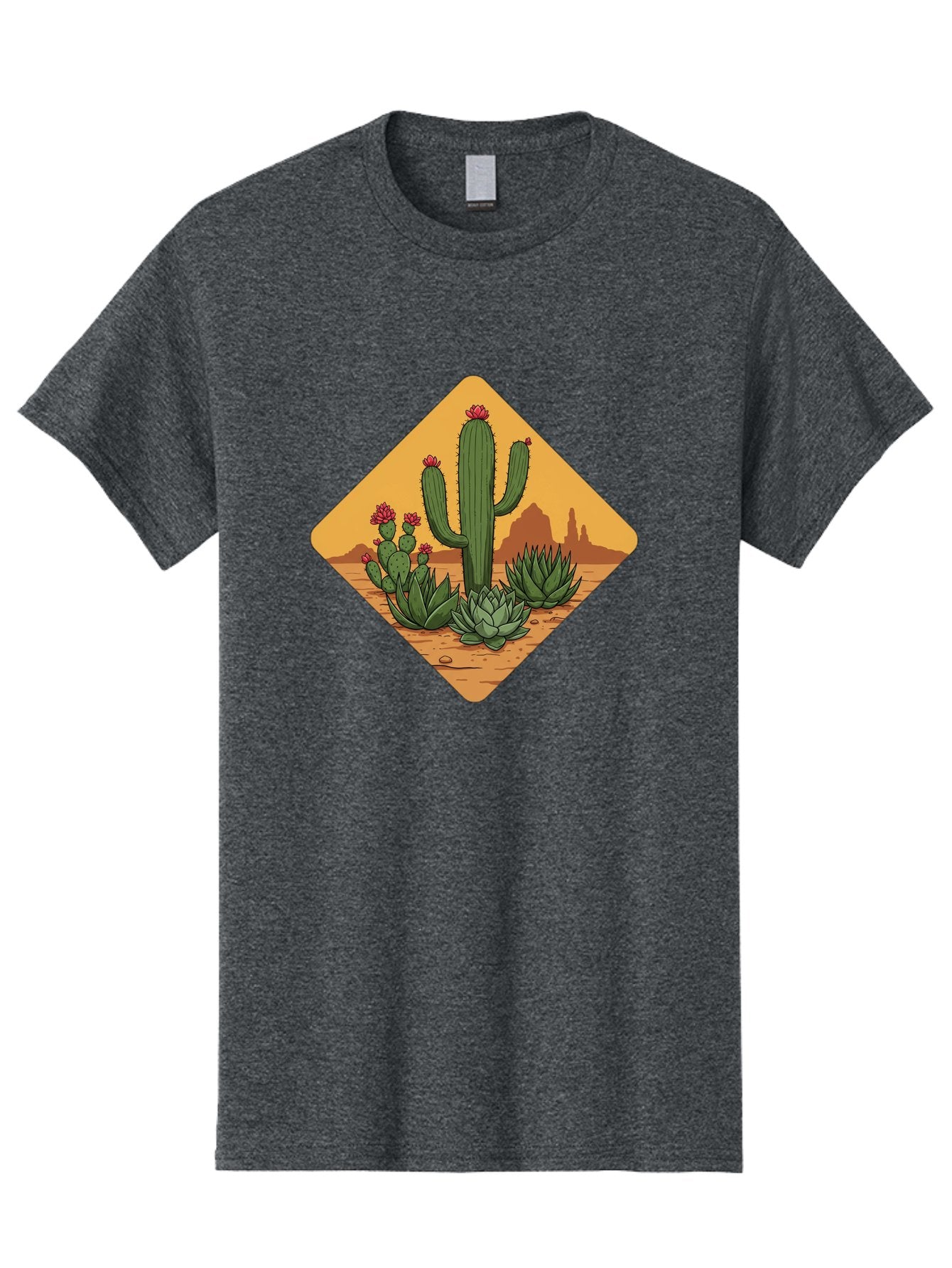 Desert-Succulents Men'S Graphic Tee, 100% Cotton, Comfortable Casual Summer Wear, Machine Washable, Desert Landscape, Cactus Plants, Succulents, Rocky Terrain, Arid Environment, Desert Flowers, Southwest Scenery, Dry Climate Bac995 10
