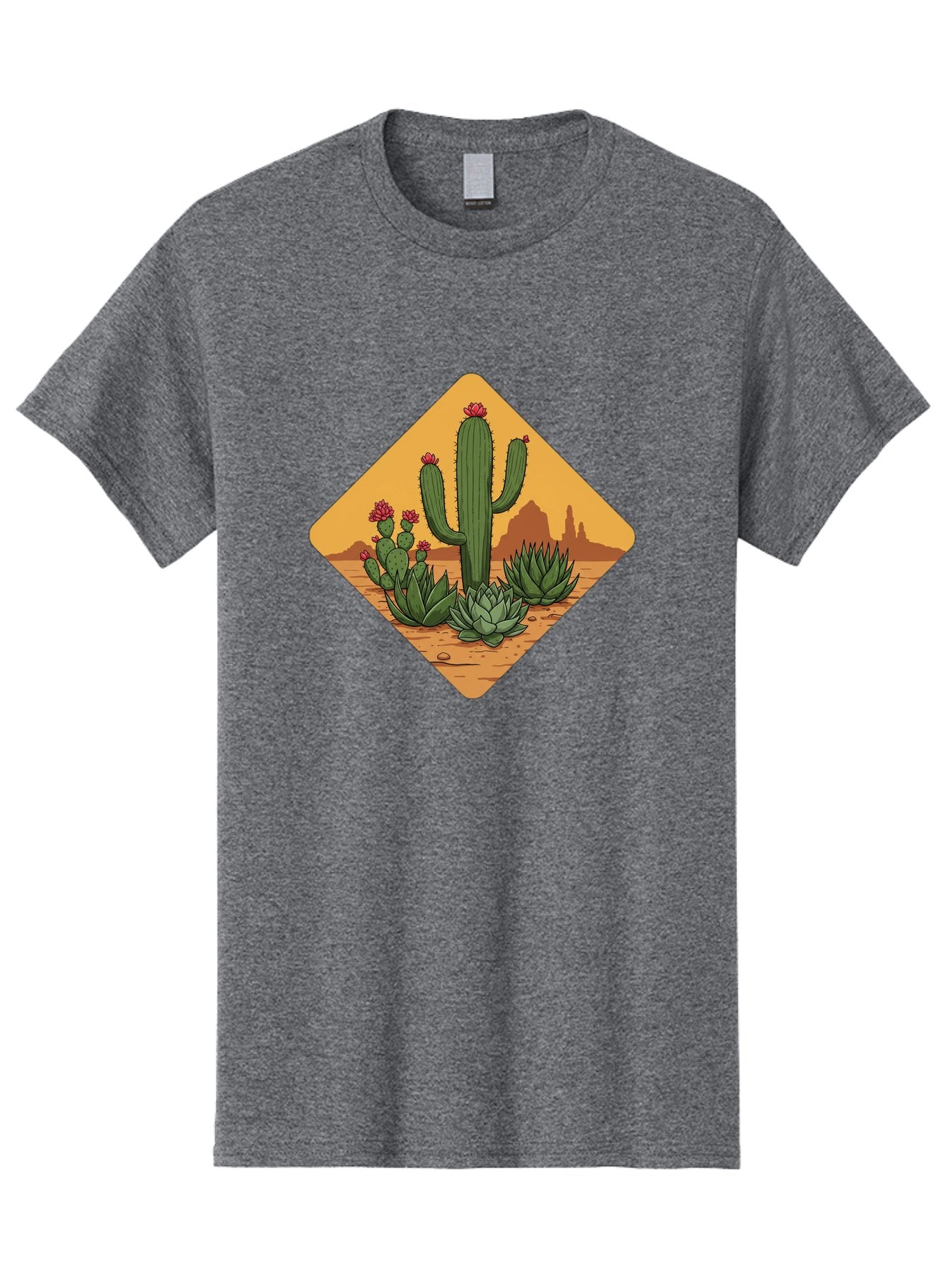 Desert-Succulents Men'S Graphic Tee, 100% Cotton, Comfortable Casual Summer Wear, Machine Washable, Desert Landscape, Cactus Plants, Succulents, Rocky Terrain, Arid Environment, Desert Flowers, Southwest Scenery, Dry Climate Bac995 14