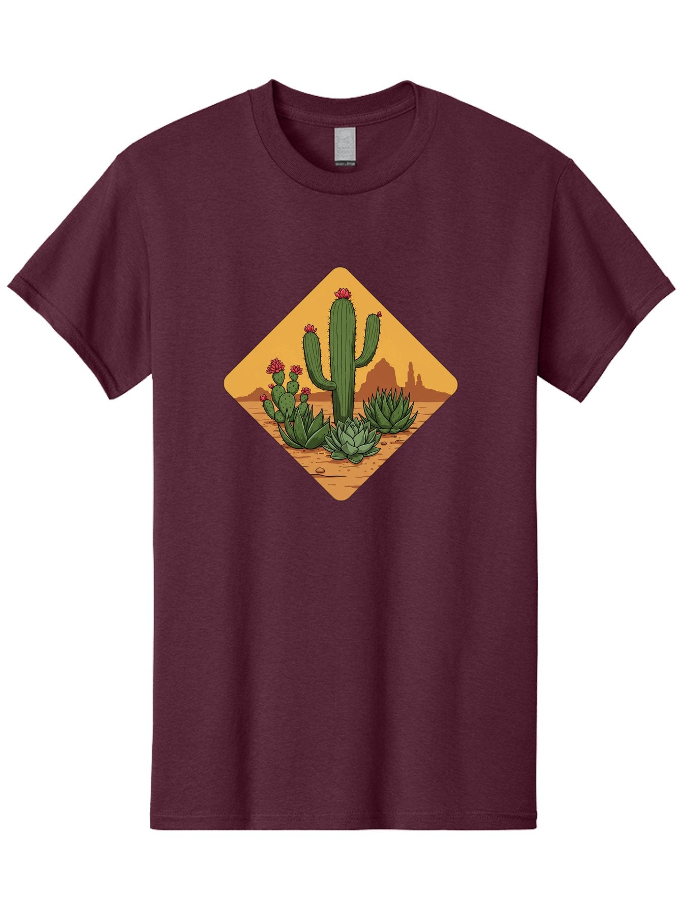 Desert-Succulents Men'S Graphic Tee, 100% Cotton, Comfortable Casual Summer Wear, Machine Washable, Desert Landscape, Cactus Plants, Succulents, Rocky Terrain, Arid Environment, Desert Flowers, Southwest Scenery, Dry Climate Bac995 7
