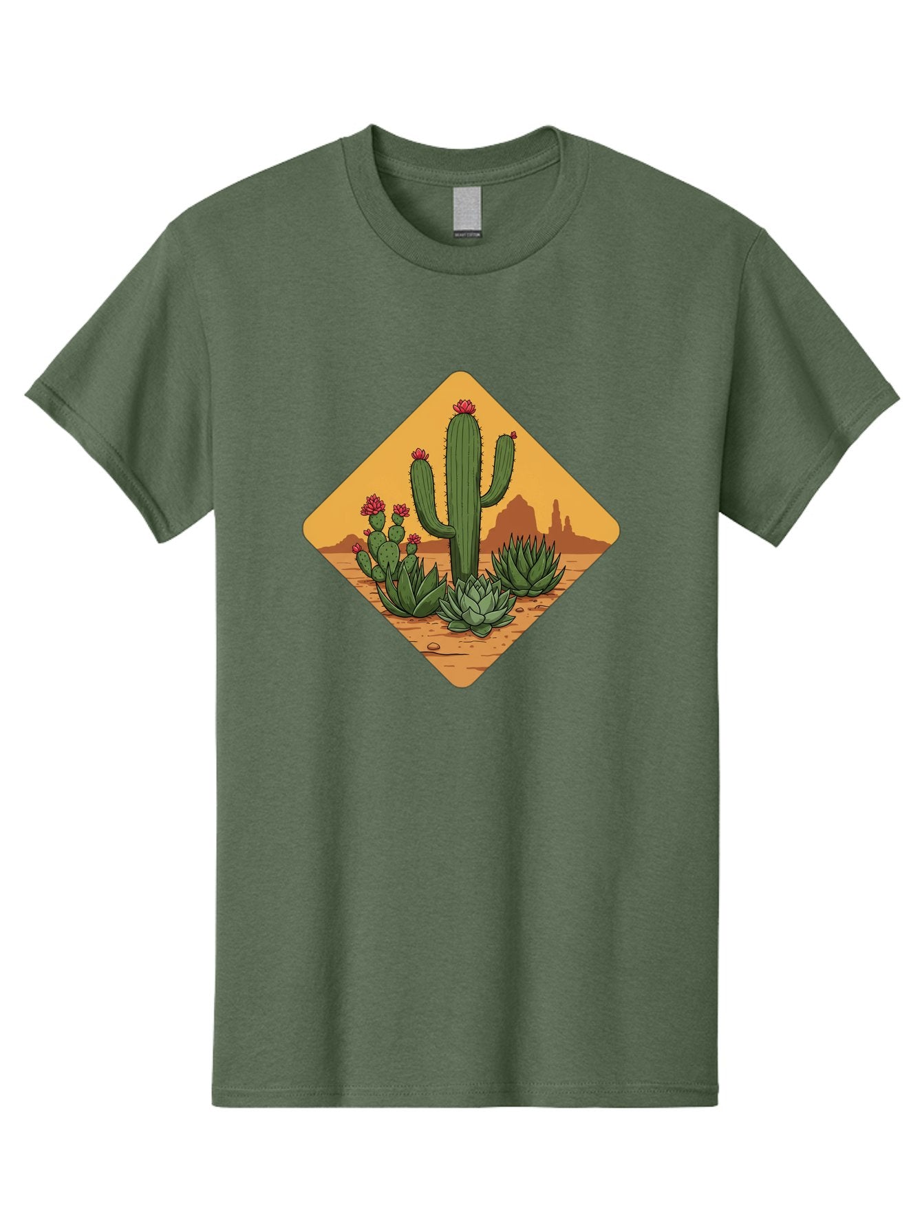Desert-Succulents Men'S Graphic Tee, 100% Cotton, Comfortable Casual Summer Wear, Machine Washable, Desert Landscape, Cactus Plants, Succulents, Rocky Terrain, Arid Environment, Desert Flowers, Southwest Scenery, Dry Climate Bac995 12
