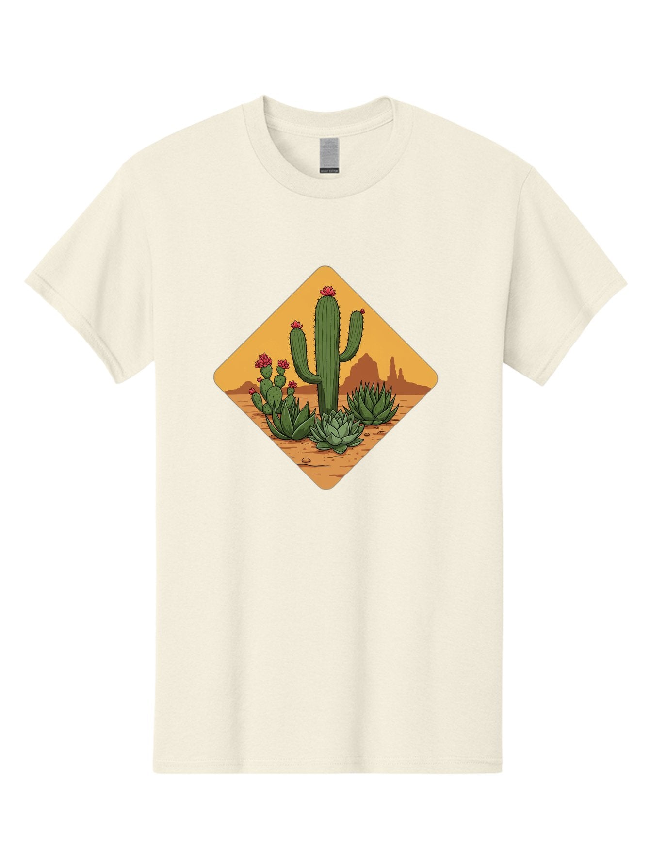 Desert-Succulents Men'S Graphic Tee, 100% Cotton, Comfortable Casual Summer Wear, Machine Washable, Desert Landscape, Cactus Plants, Succulents, Rocky Terrain, Arid Environment, Desert Flowers, Southwest Scenery, Dry Climate Bac995 11