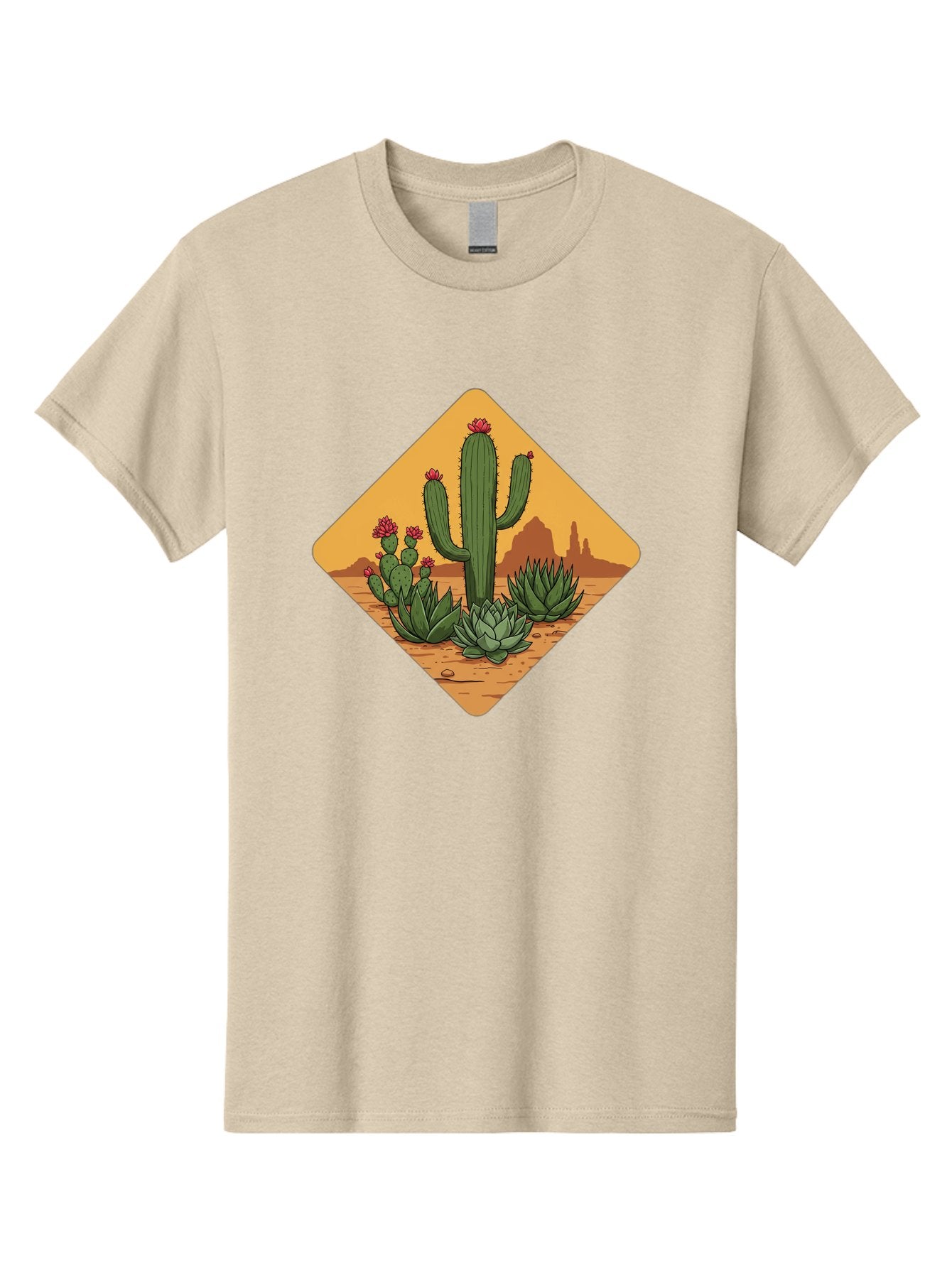 Desert-Succulents Men'S Graphic Tee, 100% Cotton, Comfortable Casual Summer Wear, Machine Washable, Desert Landscape, Cactus Plants, Succulents, Rocky Terrain, Arid Environment, Desert Flowers, Southwest Scenery, Dry Climate Bac995 13