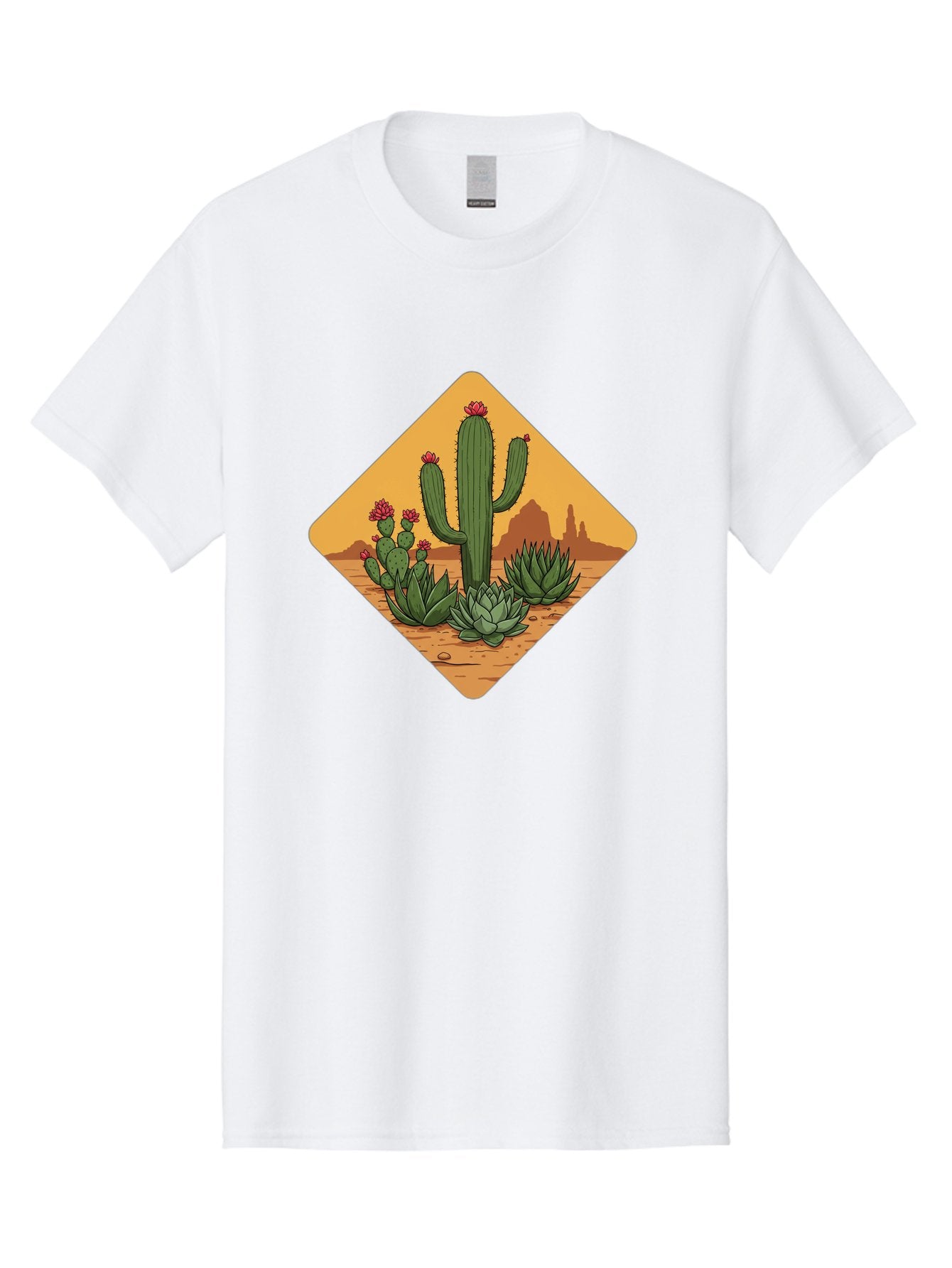 Desert-Succulents Men'S Graphic Tee, 100% Cotton, Comfortable Casual Summer Wear, Machine Washable, Desert Landscape, Cactus Plants, Succulents, Rocky Terrain, Arid Environment, Desert Flowers, Southwest Scenery, Dry Climate Bac995 15