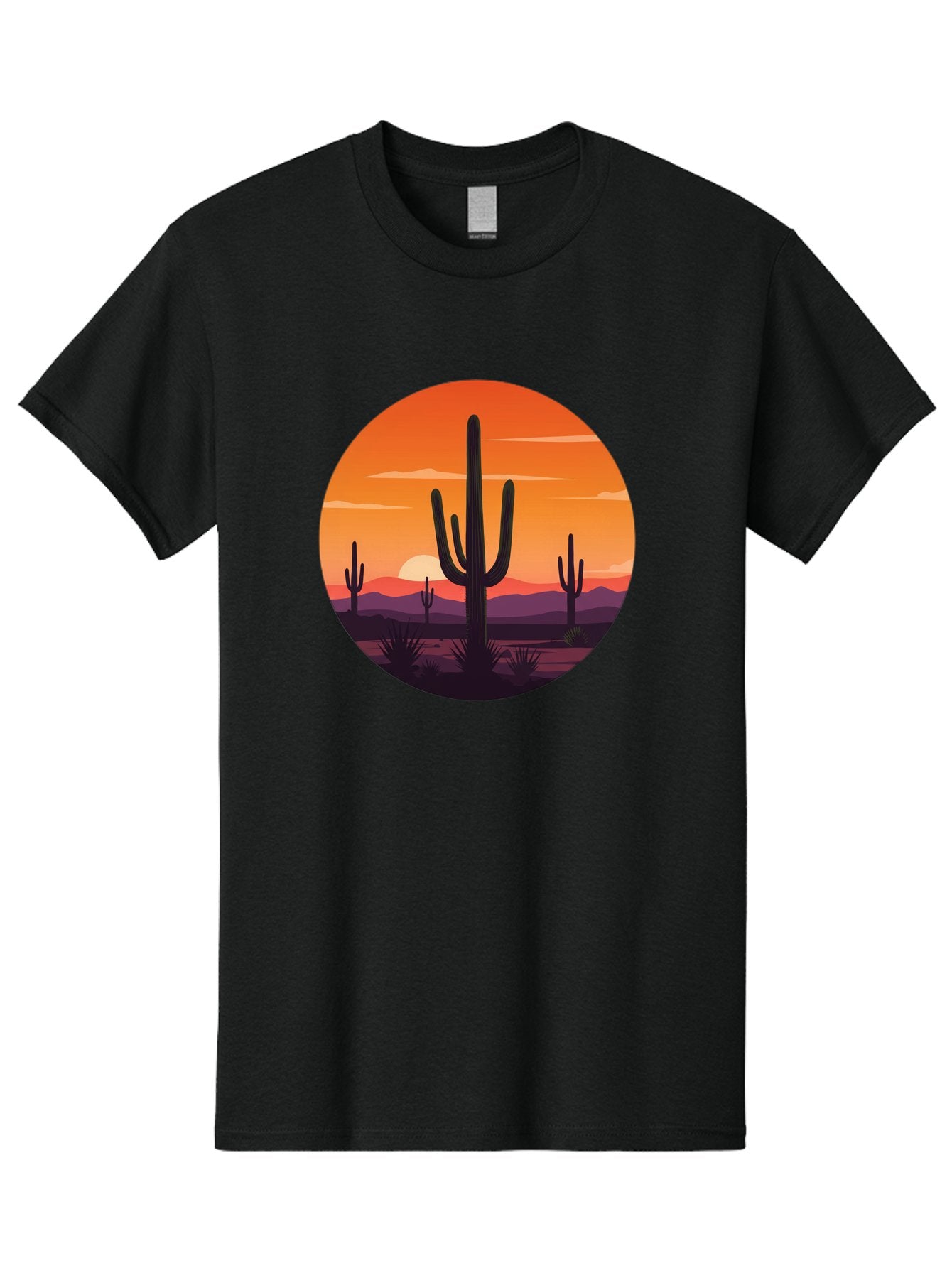 Desert-Sunset-1 Men'S Graphic Tee, 100% Cotton, Comfortable Casual Summer Wear, Machine Washable, Desert Landscape, Cactus Silhouette, Orange Sunset, Vibrant Colors, Serene Atmosphere, Natural Beauty, Outdoor Scenery, Majestic Mountains Bac996 10