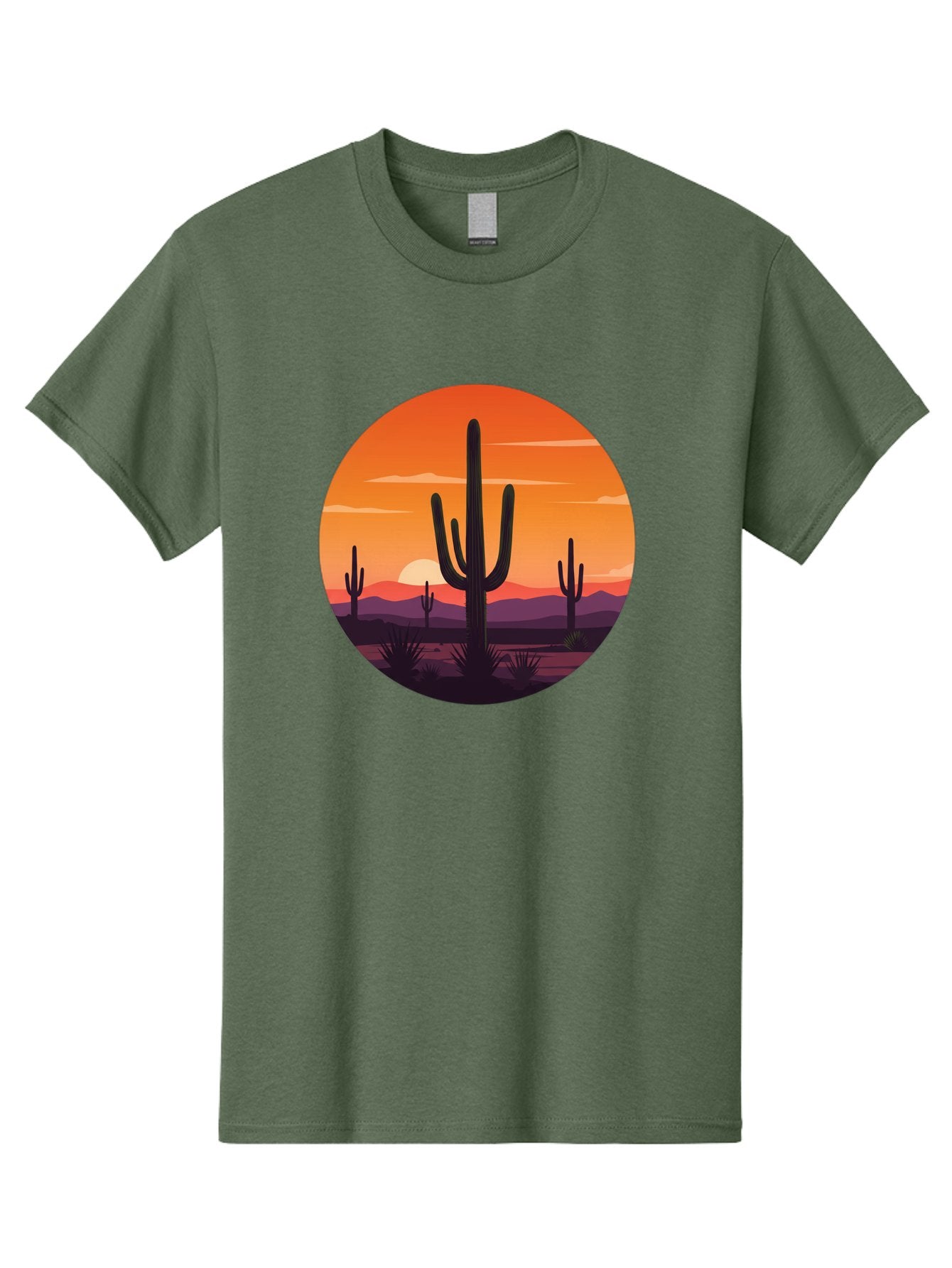 Desert-Sunset-1 Men'S Graphic Tee, 100% Cotton, Comfortable Casual Summer Wear, Machine Washable, Desert Landscape, Cactus Silhouette, Orange Sunset, Vibrant Colors, Serene Atmosphere, Natural Beauty, Outdoor Scenery, Majestic Mountains Bac996 13