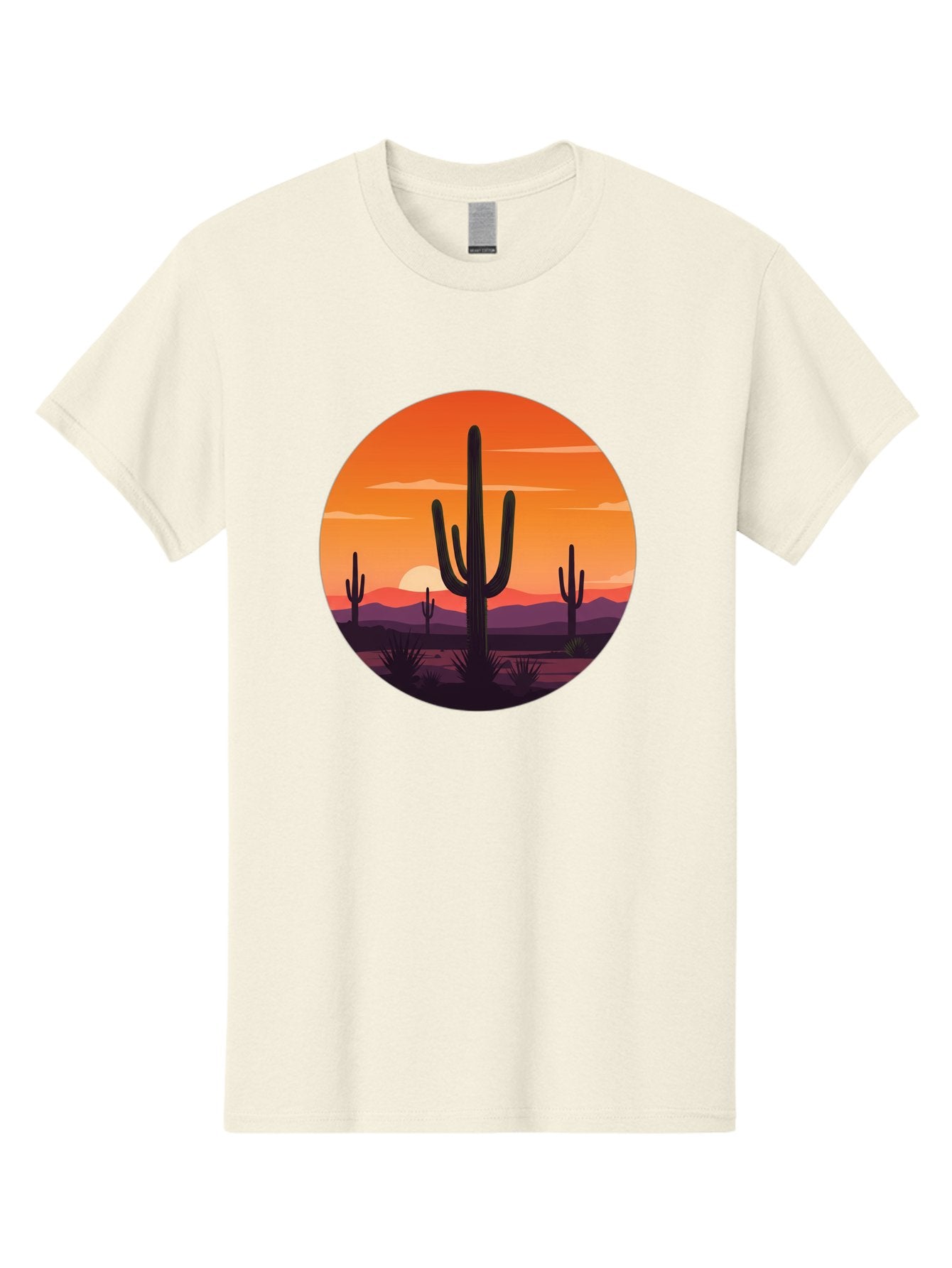 Desert-Sunset-1 Men'S Graphic Tee, 100% Cotton, Comfortable Casual Summer Wear, Machine Washable, Desert Landscape, Cactus Silhouette, Orange Sunset, Vibrant Colors, Serene Atmosphere, Natural Beauty, Outdoor Scenery, Majestic Mountains Bac996 8