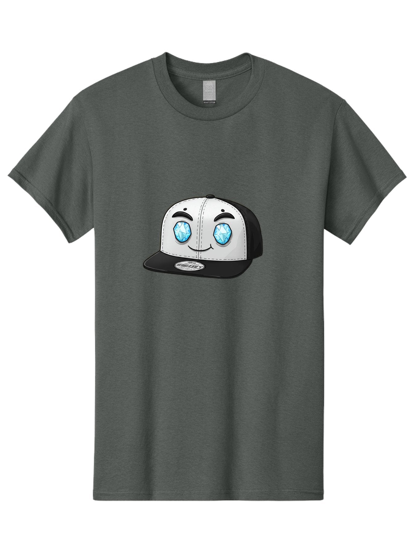 Diamond-Eyes-Cap Men'S Graphic Tee, 100% Cotton, Comfortable Casual Summer Wear, Machine Washable, Cartoon Hat, Black And White Cap, Diamond Eyes, Smiling Face, Streetwear Fashion, Urban Style, Cool Accessories, Trendy Clothing Bac998 12