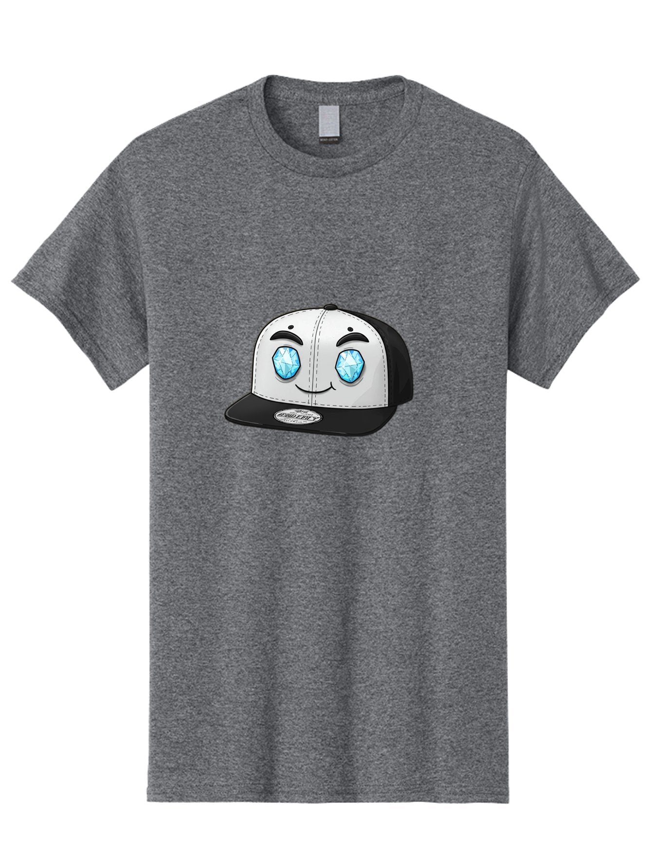 Diamond-Eyes-Cap Men'S Graphic Tee, 100% Cotton, Comfortable Casual Summer Wear, Machine Washable, Cartoon Hat, Black And White Cap, Diamond Eyes, Smiling Face, Streetwear Fashion, Urban Style, Cool Accessories, Trendy Clothing Bac998 3