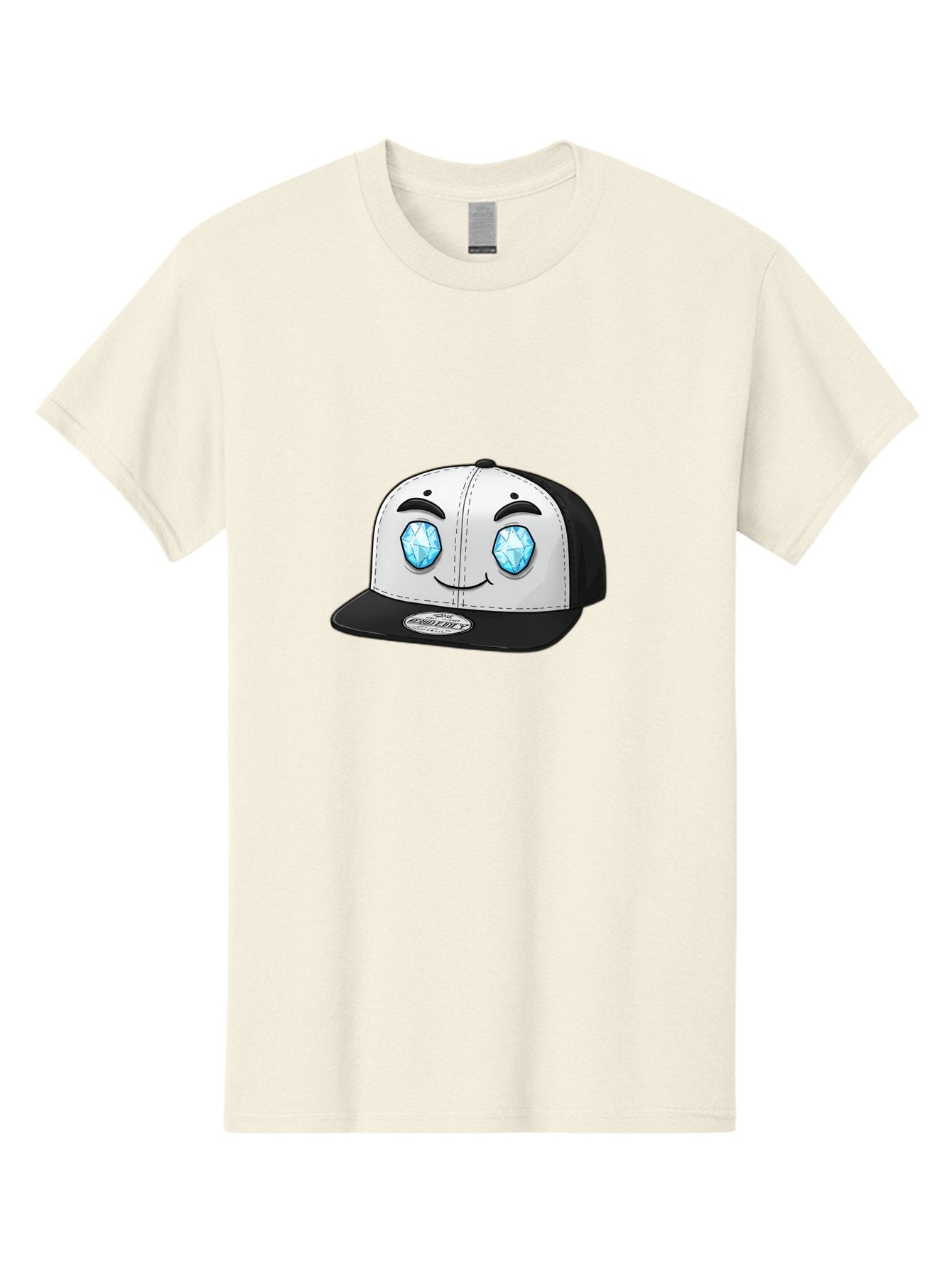 Diamond-Eyes-Cap Men'S Graphic Tee, 100% Cotton, Comfortable Casual Summer Wear, Machine Washable, Cartoon Hat, Black And White Cap, Diamond Eyes, Smiling Face, Streetwear Fashion, Urban Style, Cool Accessories, Trendy Clothing Bac998 15