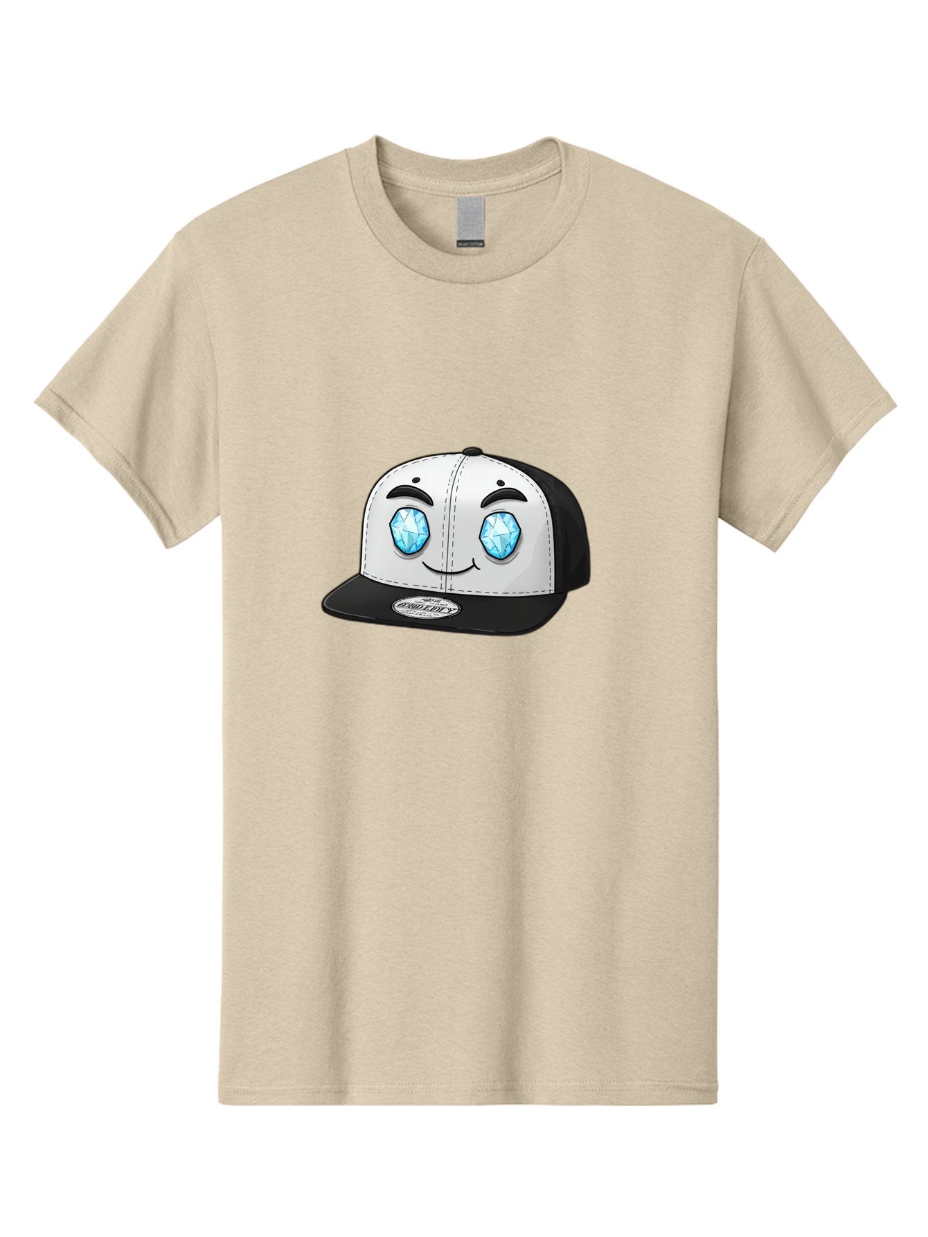 Diamond-Eyes-Cap Men'S Graphic Tee, 100% Cotton, Comfortable Casual Summer Wear, Machine Washable, Cartoon Hat, Black And White Cap, Diamond Eyes, Smiling Face, Streetwear Fashion, Urban Style, Cool Accessories, Trendy Clothing Bac998 7