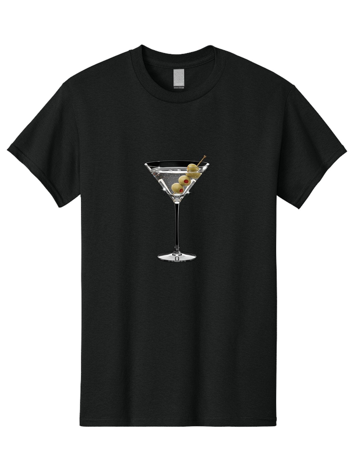 Dirty-Martini-1 Men'S Graphic Tee, 100% Cotton, Comfortable Casual Summer Wear, Machine Washable, Martini Glass, Signature Cocktail, Gin Martini, Dry Martini, Chilled Drink, Green Olives, Red Pimento, Cocktail Party, Sophisticated, Elegant, Bad000 7