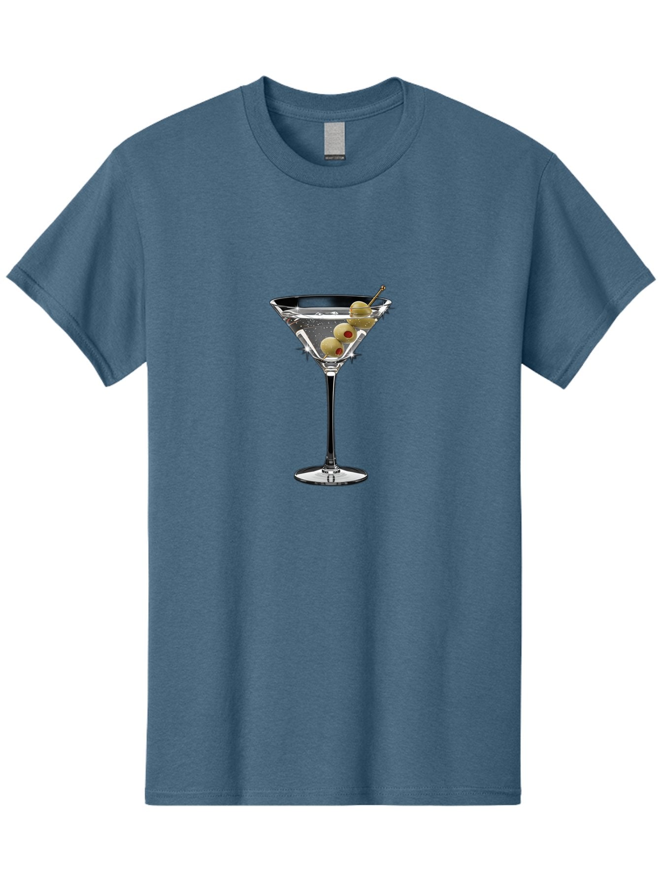 Dirty-Martini-1 Men'S Graphic Tee, 100% Cotton, Comfortable Casual Summer Wear, Machine Washable, Martini Glass, Signature Cocktail, Gin Martini, Dry Martini, Chilled Drink, Green Olives, Red Pimento, Cocktail Party, Sophisticated, Elegant, Bad000 9