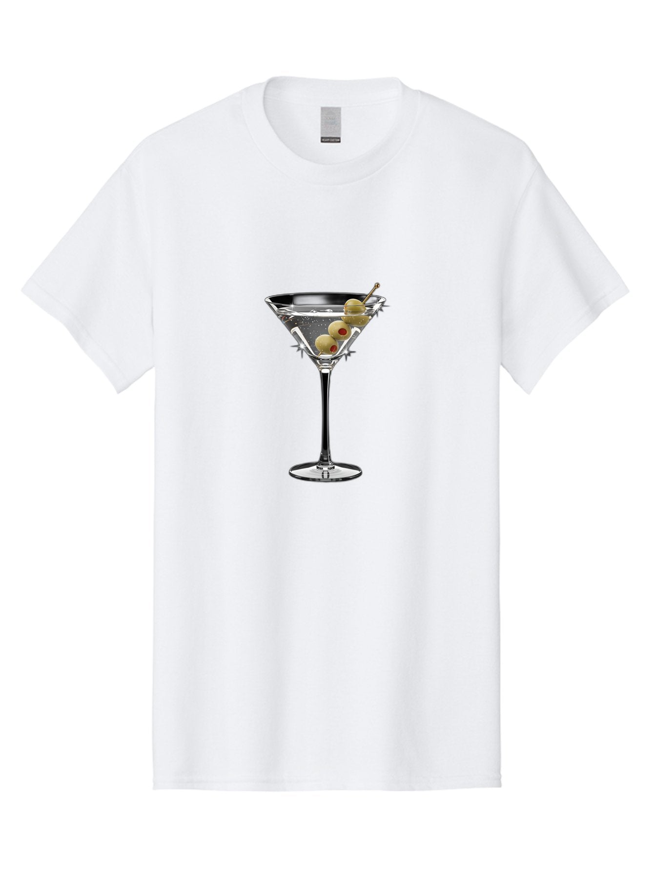 Dirty-Martini-1 Men'S Graphic Tee, 100% Cotton, Comfortable Casual Summer Wear, Machine Washable, Martini Glass, Signature Cocktail, Gin Martini, Dry Martini, Chilled Drink, Green Olives, Red Pimento, Cocktail Party, Sophisticated, Elegant, Bad000